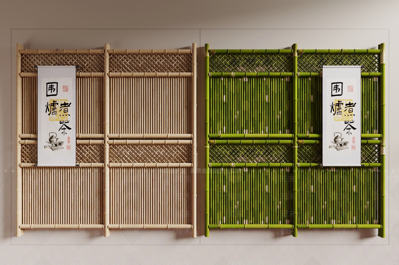 中式竹篱笆3D模型下载【ID:1154377570】