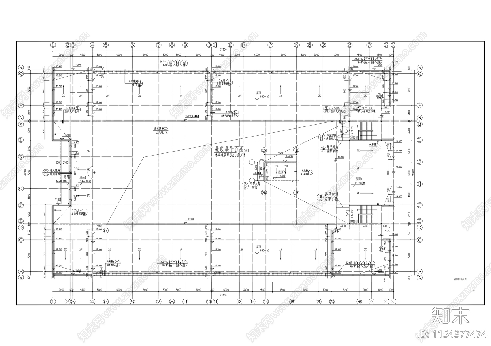 4层回字形小学教学楼建筑cad施工图下载【ID:1154377474】