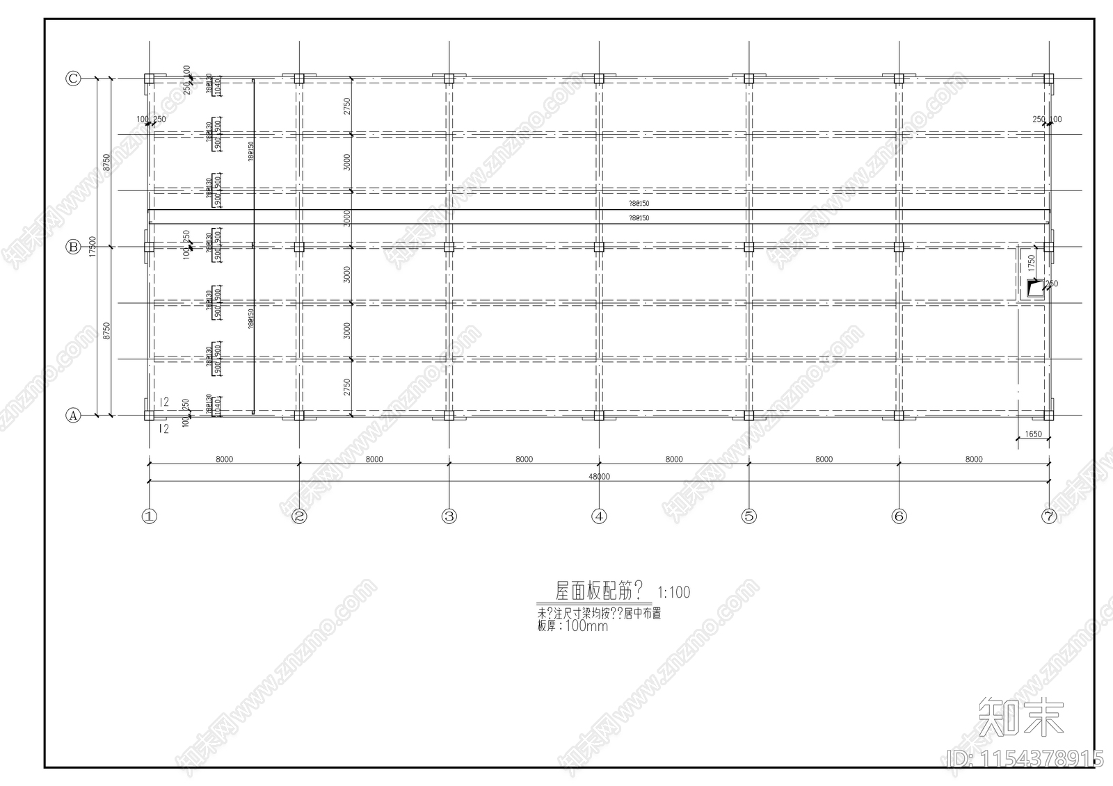 某框架结构开间六米厂房结施图cad施工图下载【ID:1154378915】