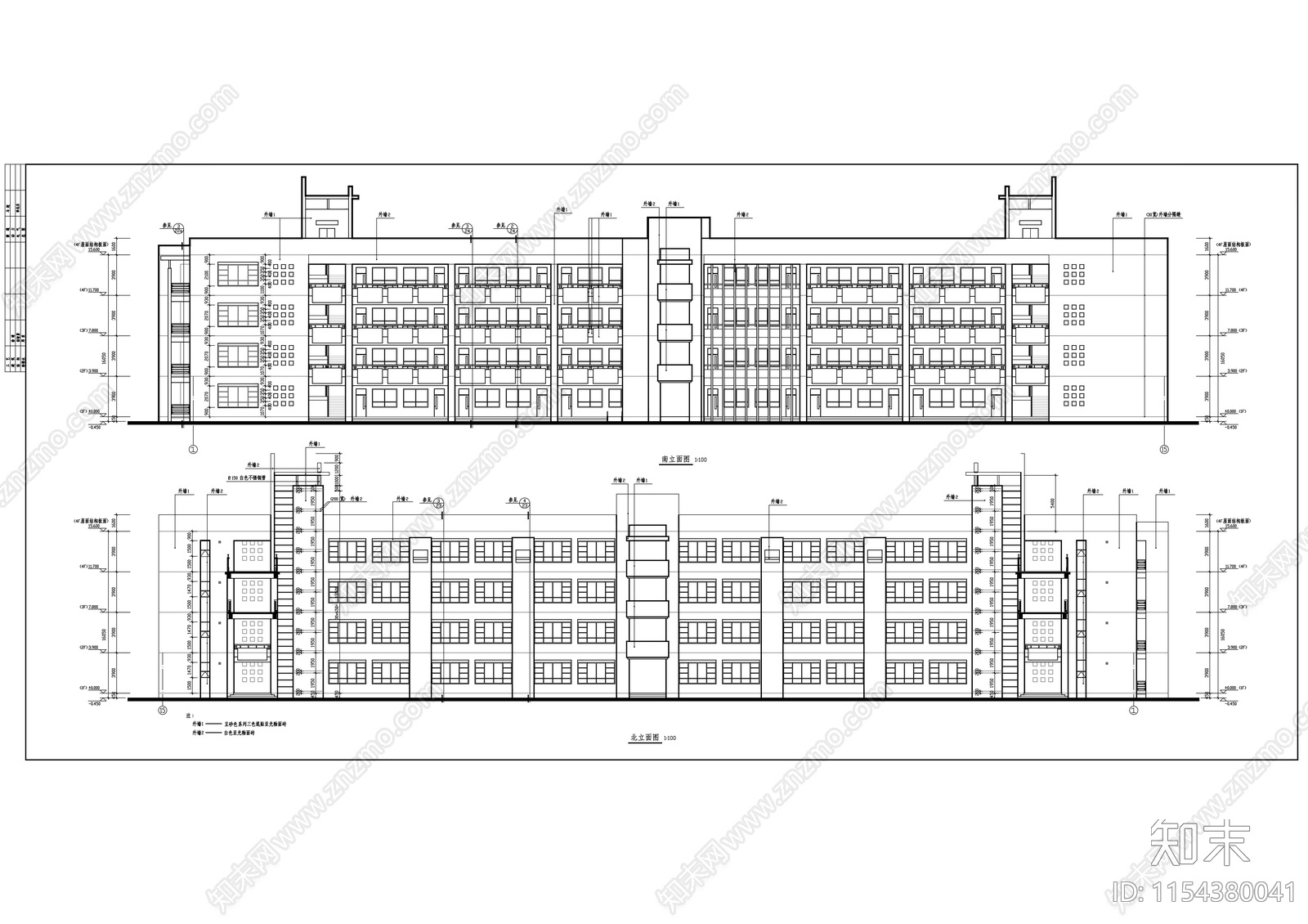 西安某大学教学楼建筑cad施工图下载【ID:1154380041】