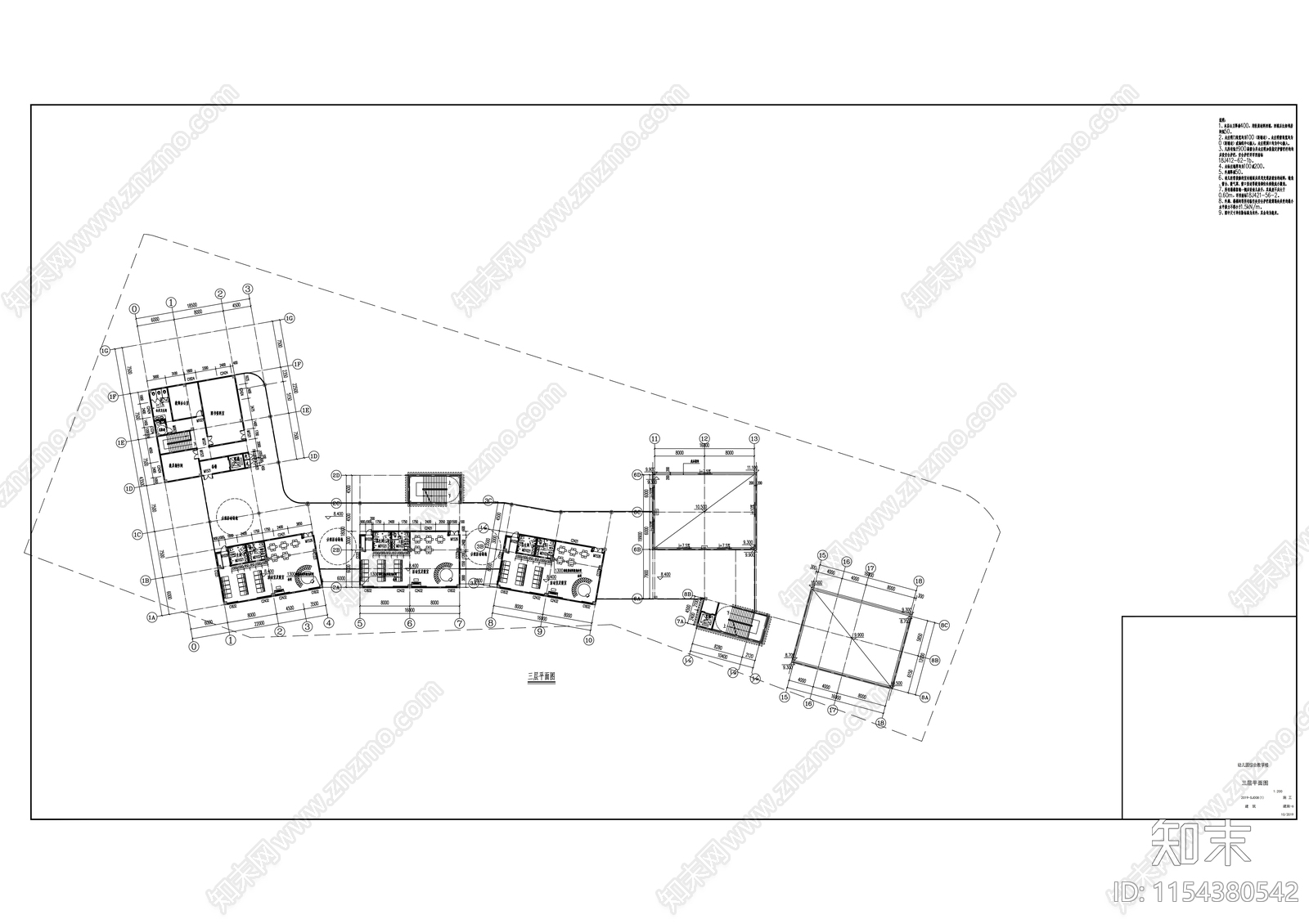 附属幼儿园建施cad施工图下载【ID:1154380542】