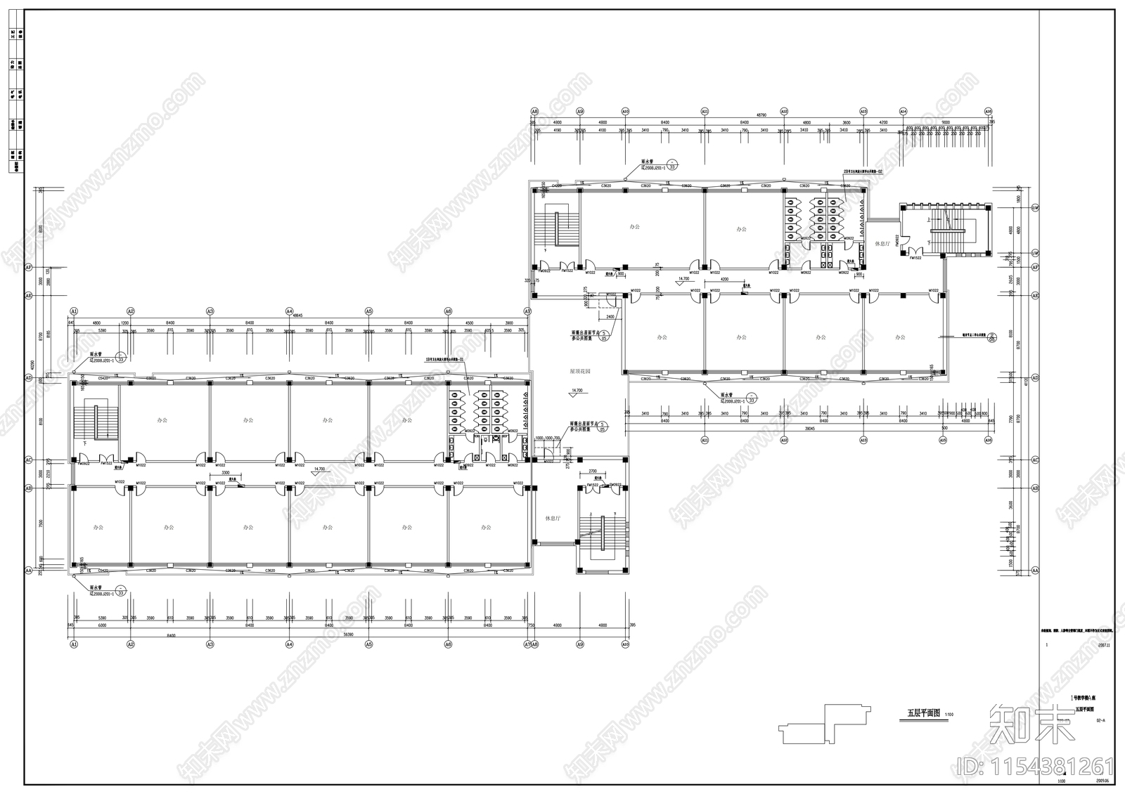 商学院教学楼建筑cad施工图下载【ID:1154381261】