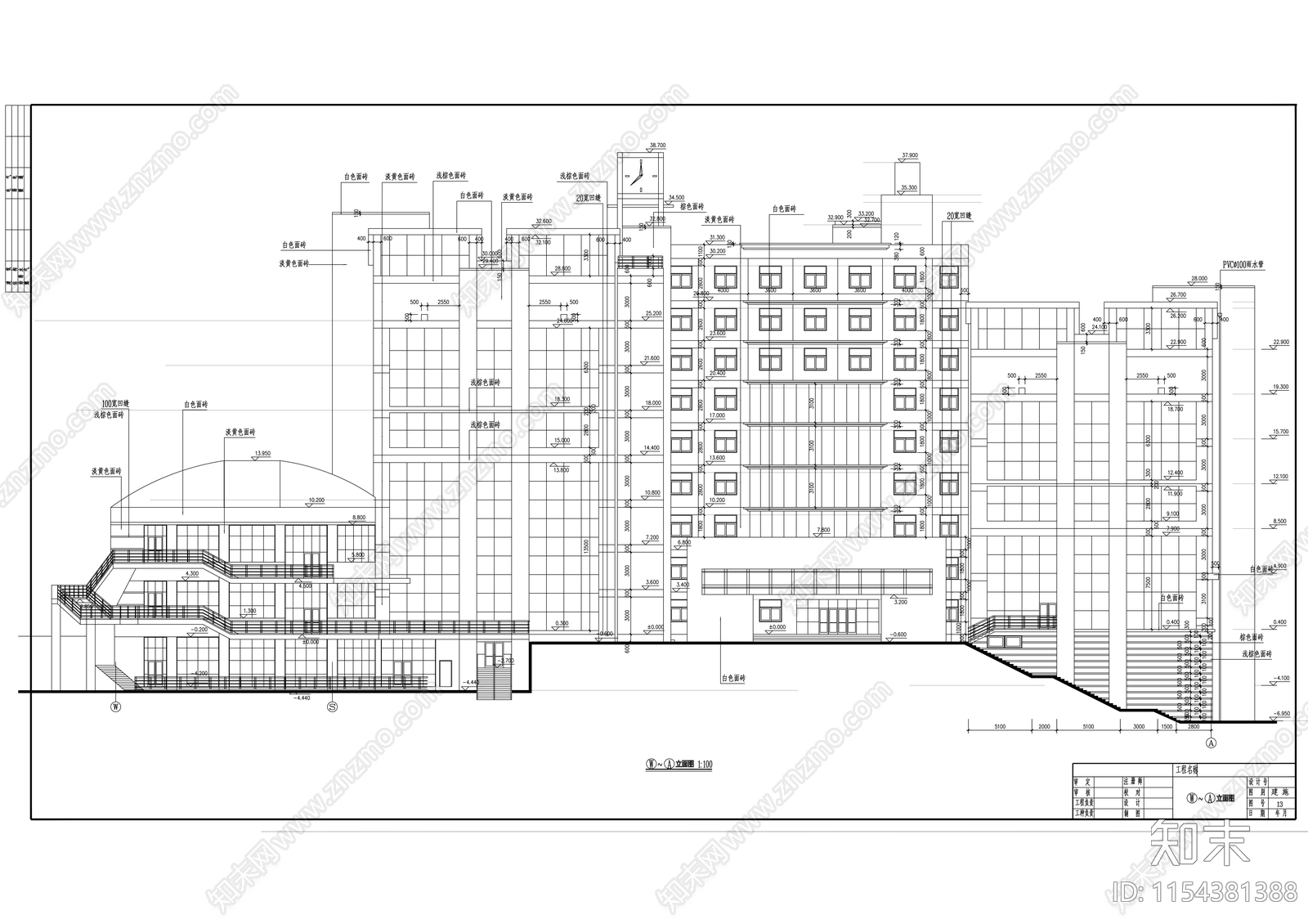 师范高等专科学校综合楼建筑扩初图cad施工图下载【ID:1154381388】