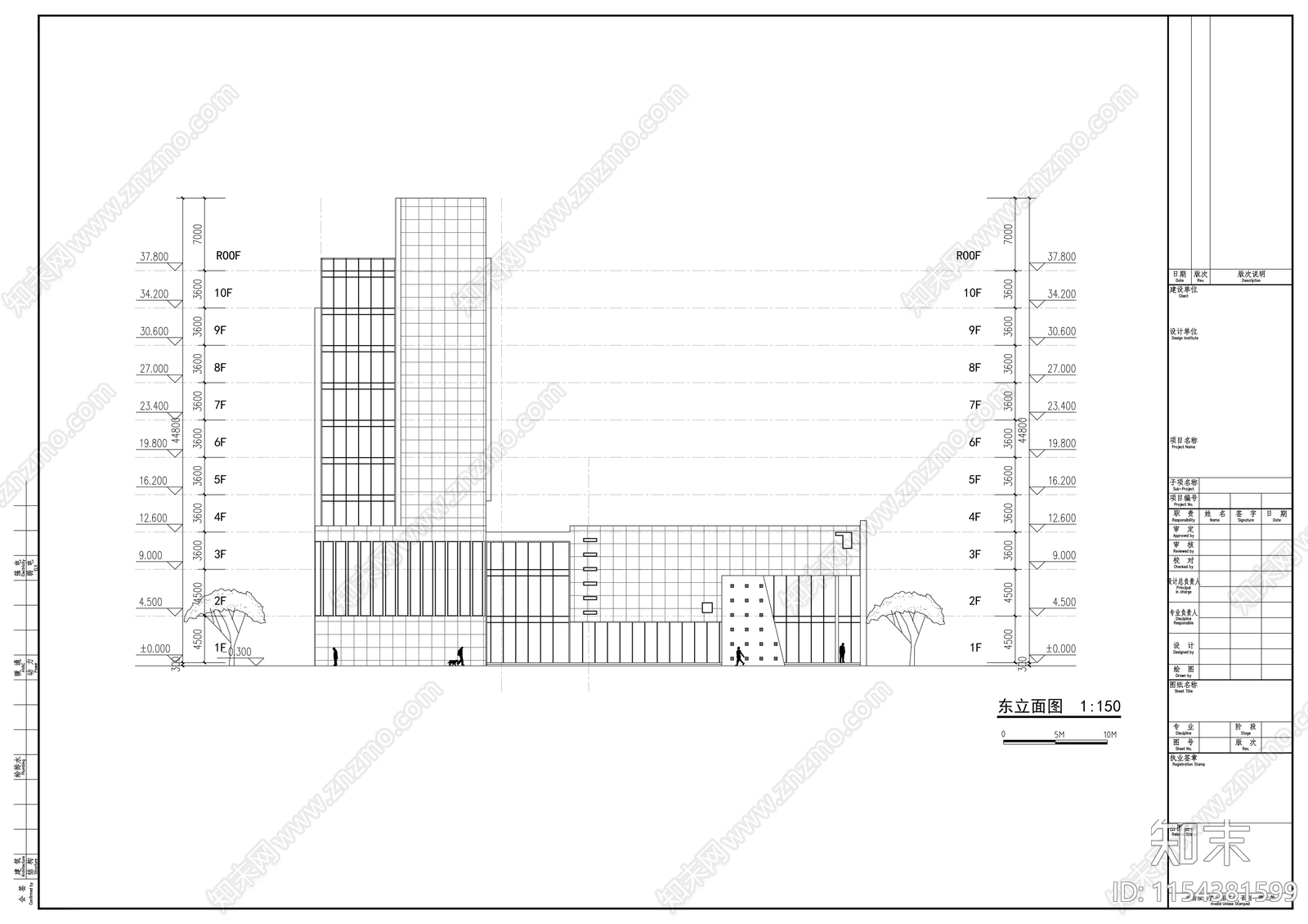 十层大学生活动中心cad施工图下载【ID:1154381599】