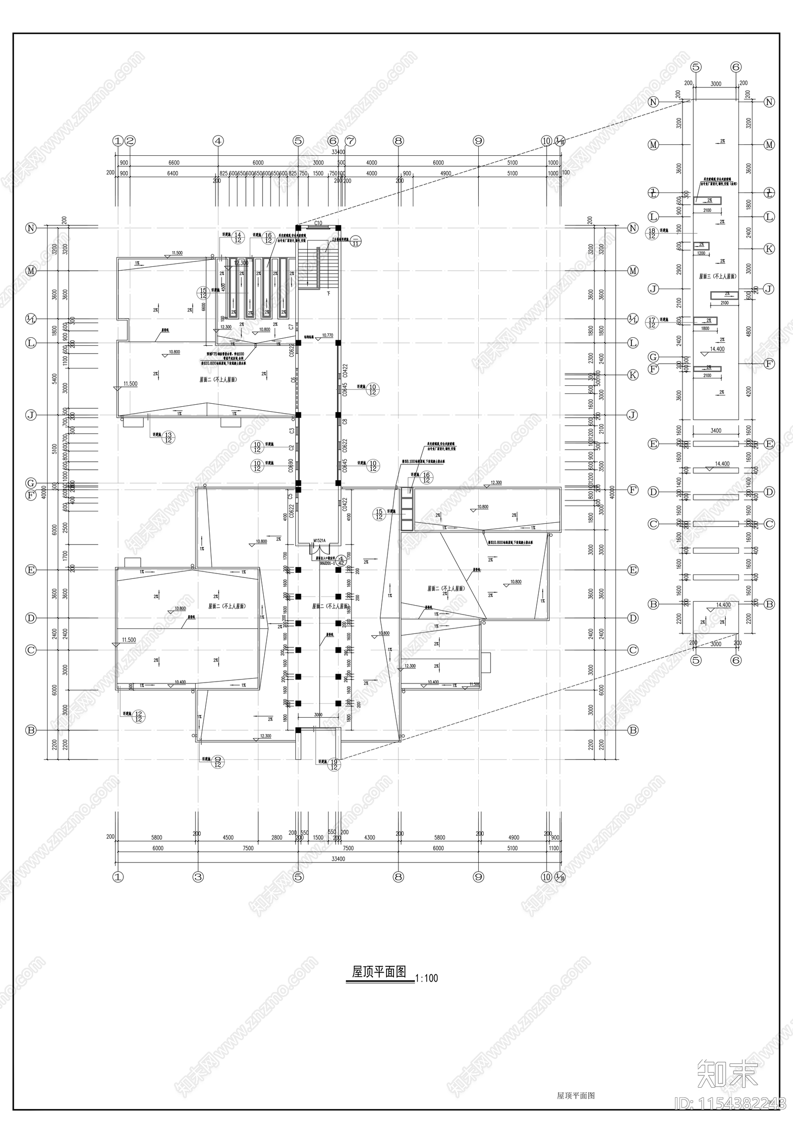 现代住宅小区住宅楼群配套幼儿园建筑施工图下载【ID:1154382243】