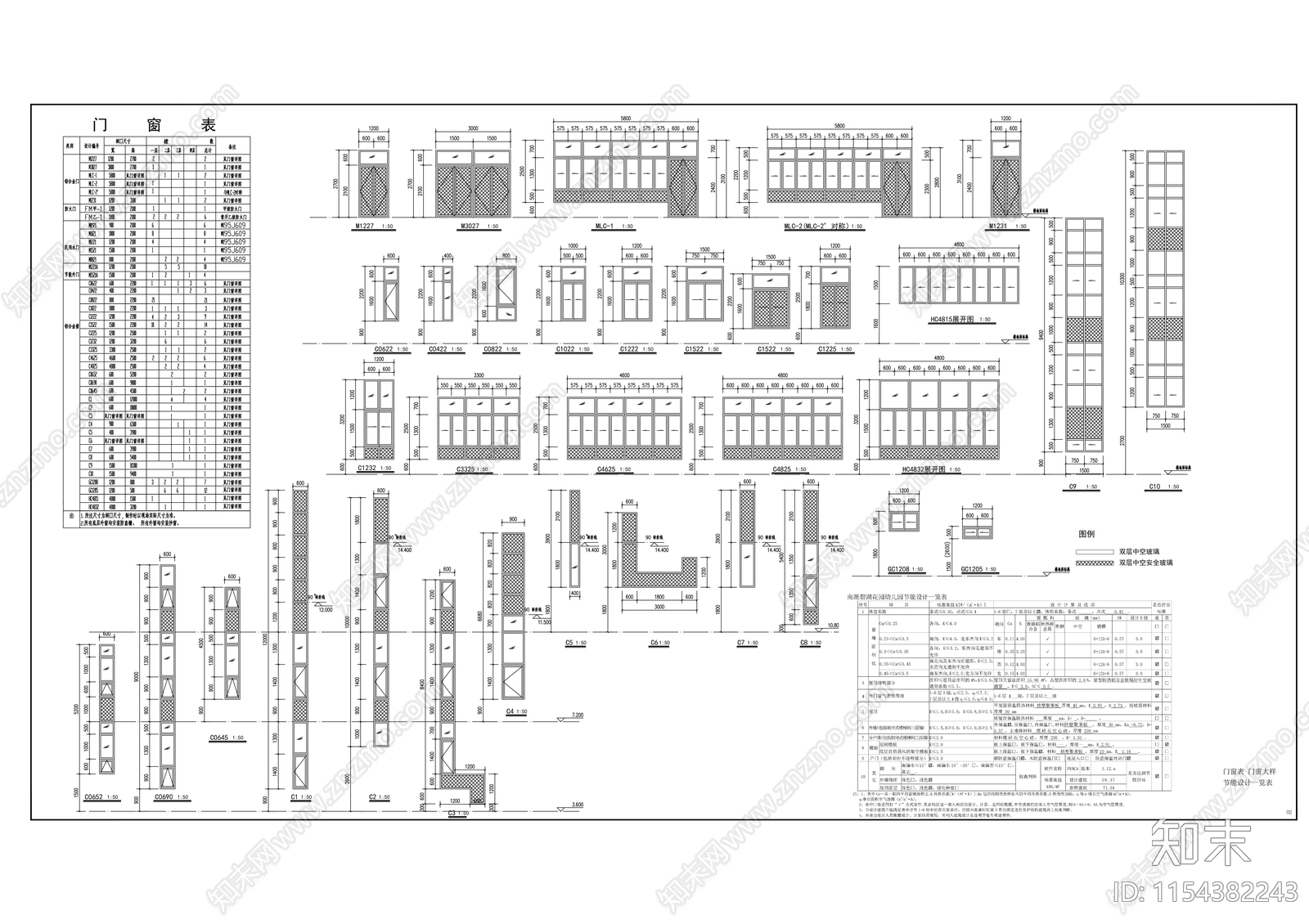 现代住宅小区住宅楼群配套幼儿园建筑施工图下载【ID:1154382243】