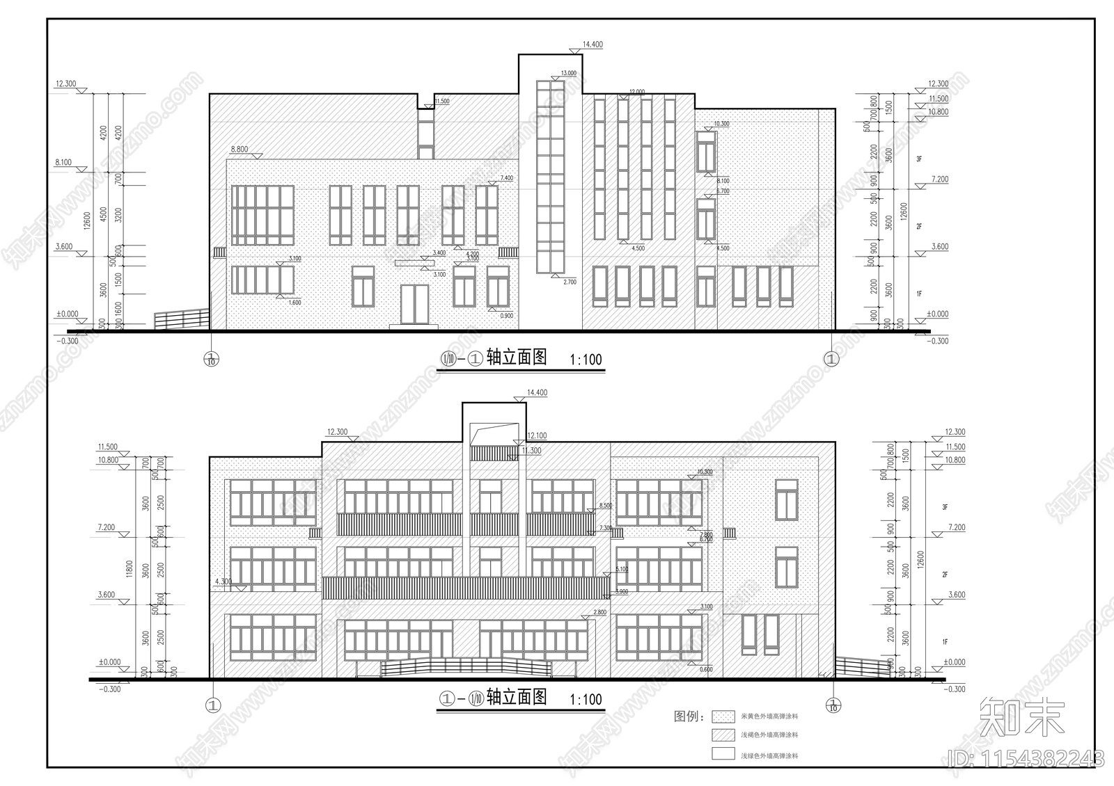 现代住宅小区住宅楼群配套幼儿园建筑施工图下载【ID:1154382243】