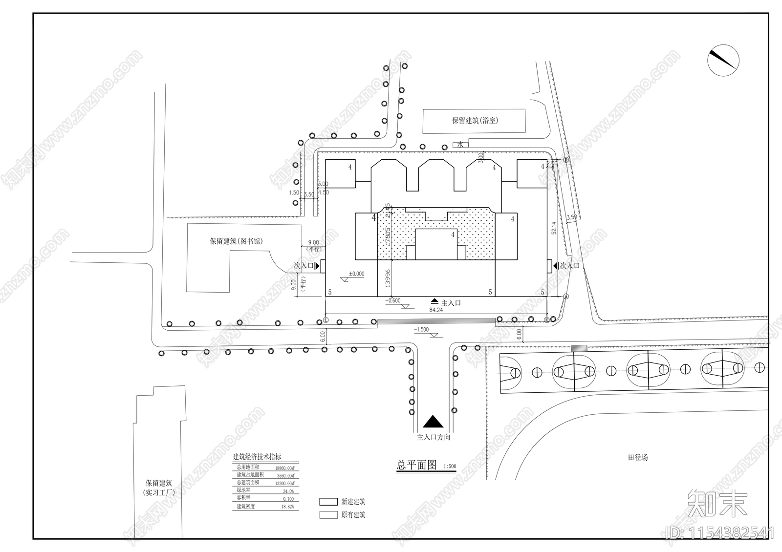 学校建筑cad施工图下载【ID:1154382541】