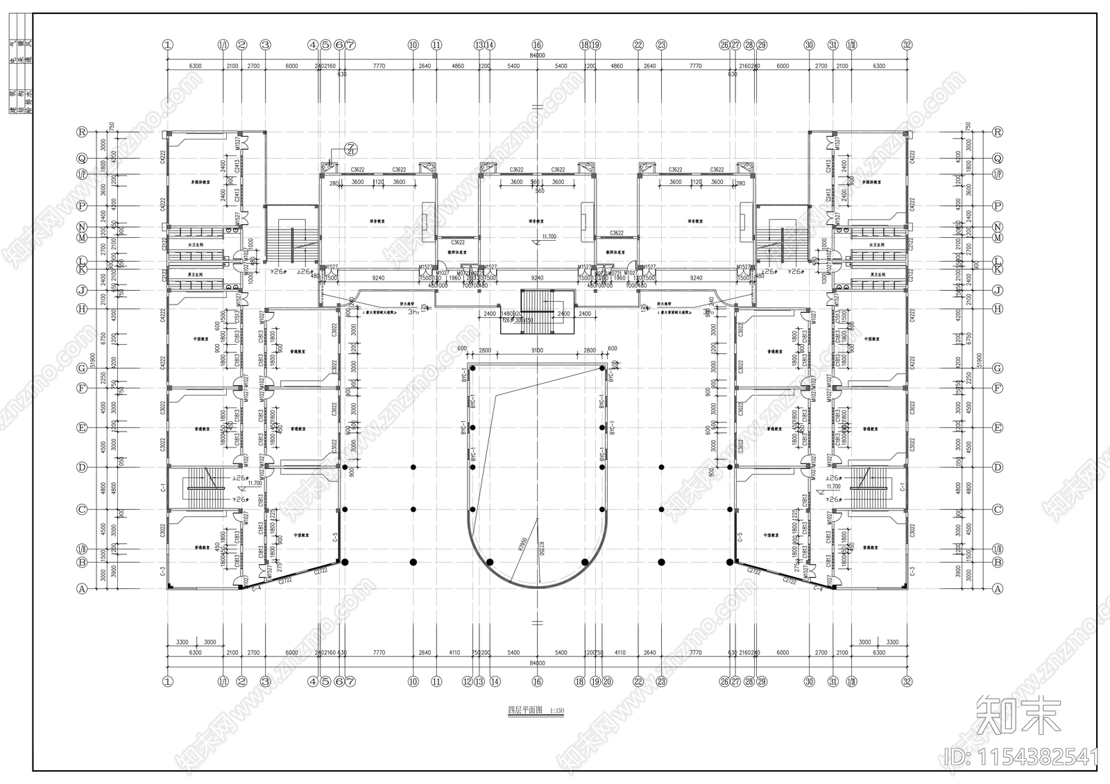 学校建筑cad施工图下载【ID:1154382541】