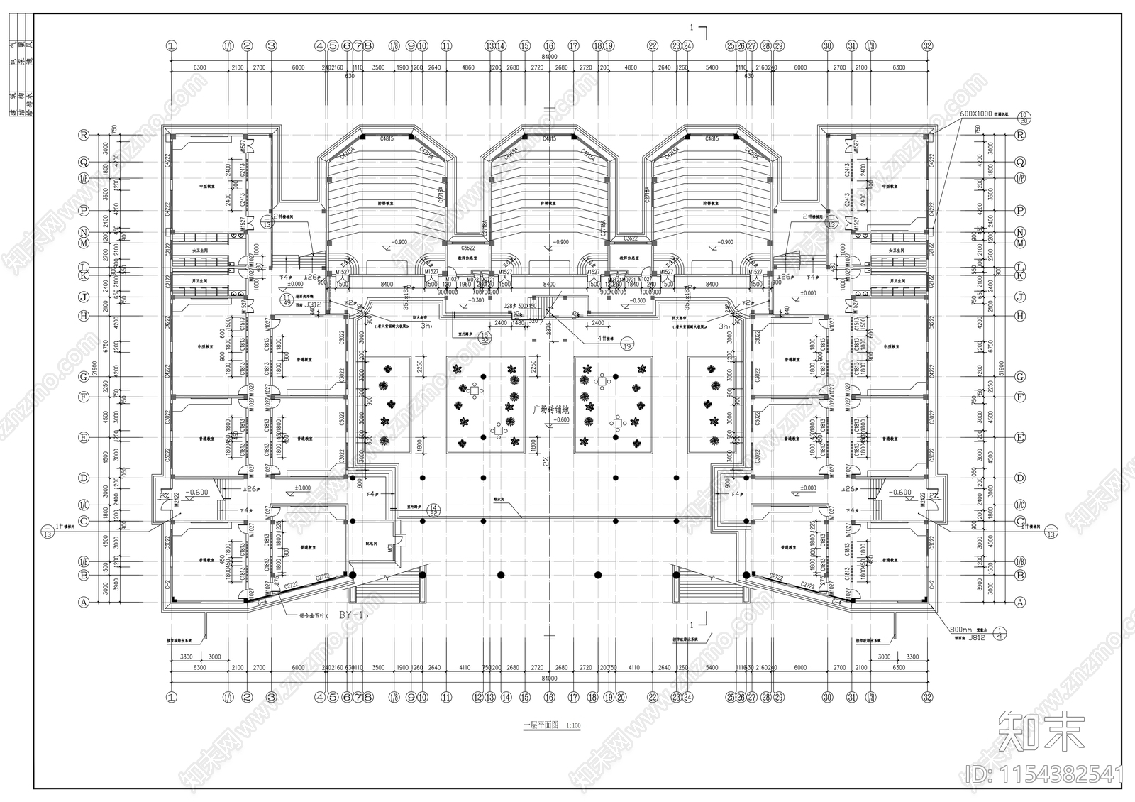 学校建筑cad施工图下载【ID:1154382541】
