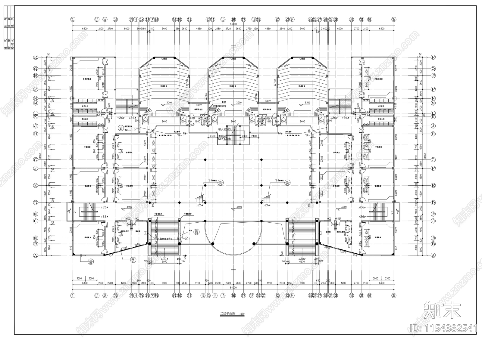 学校建筑cad施工图下载【ID:1154382541】