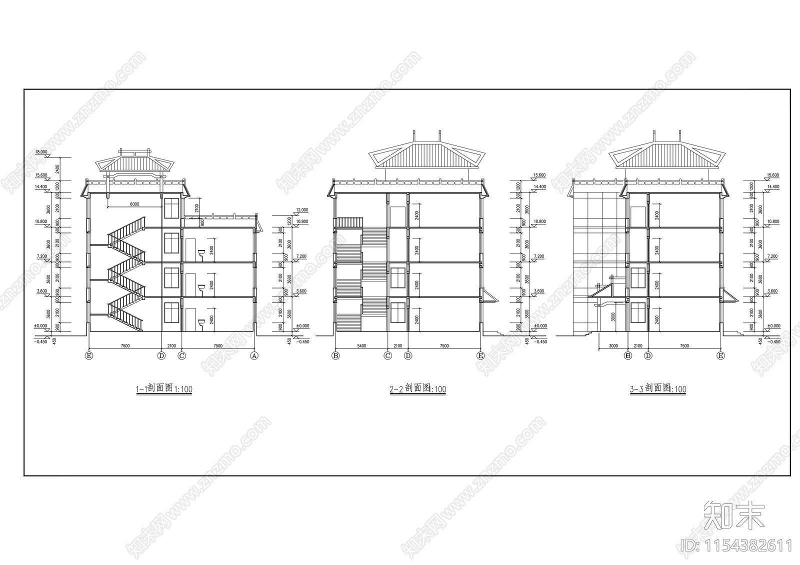 学校全套建筑图cad施工图下载【ID:1154382611】