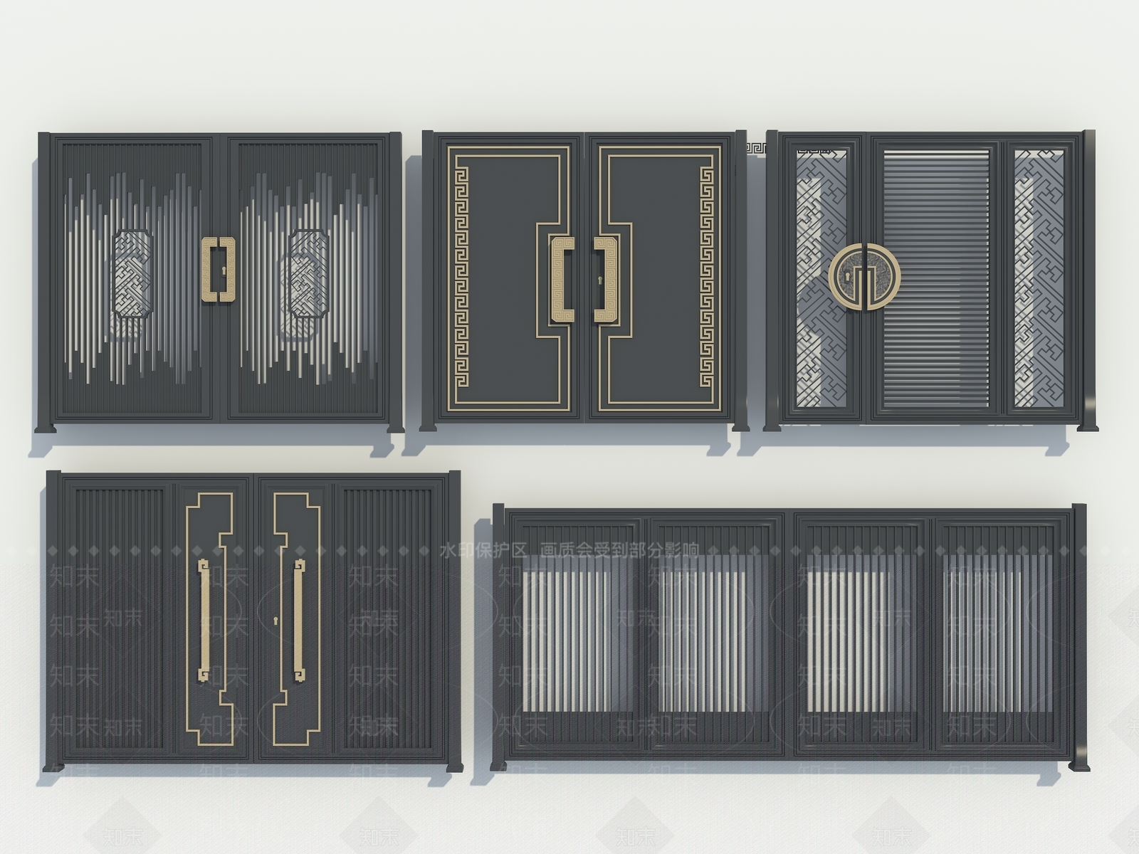 新中式铁艺大门3D模型下载【ID:1154382934】