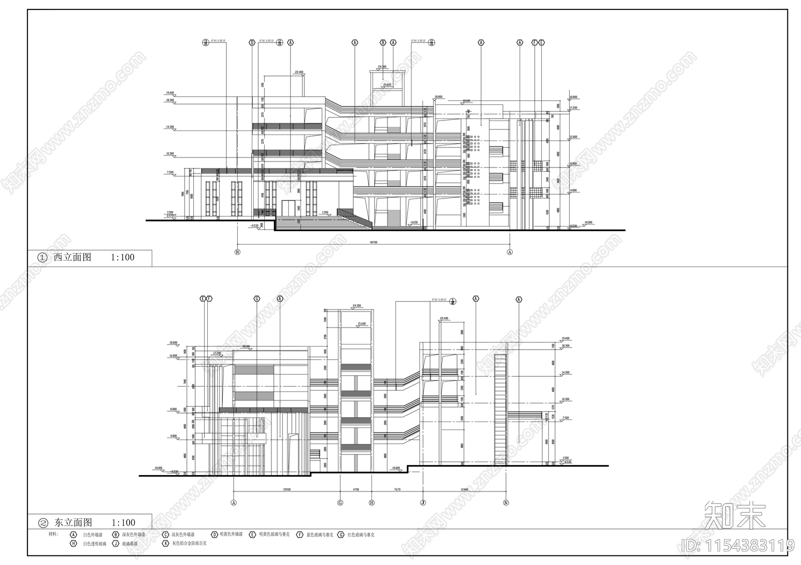 医学院四层学生活动中心建筑cad施工图下载【ID:1154383119】