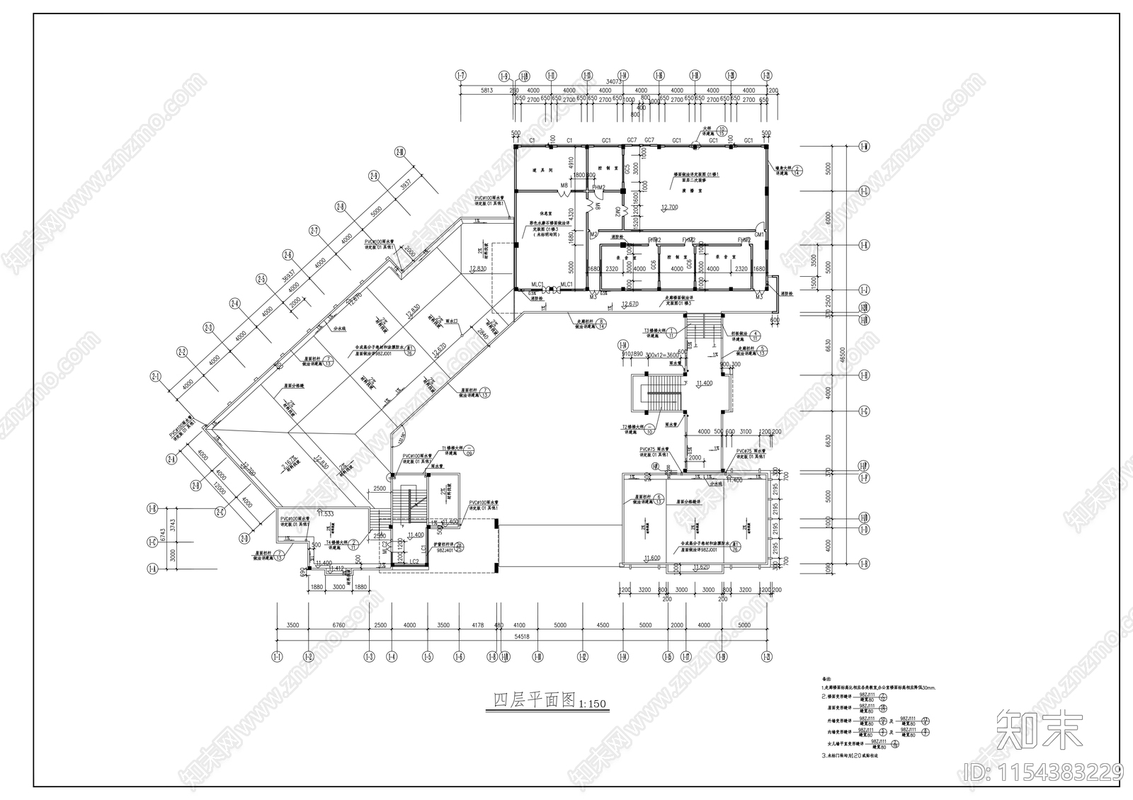 艺术楼建筑cad施工图下载【ID:1154383229】