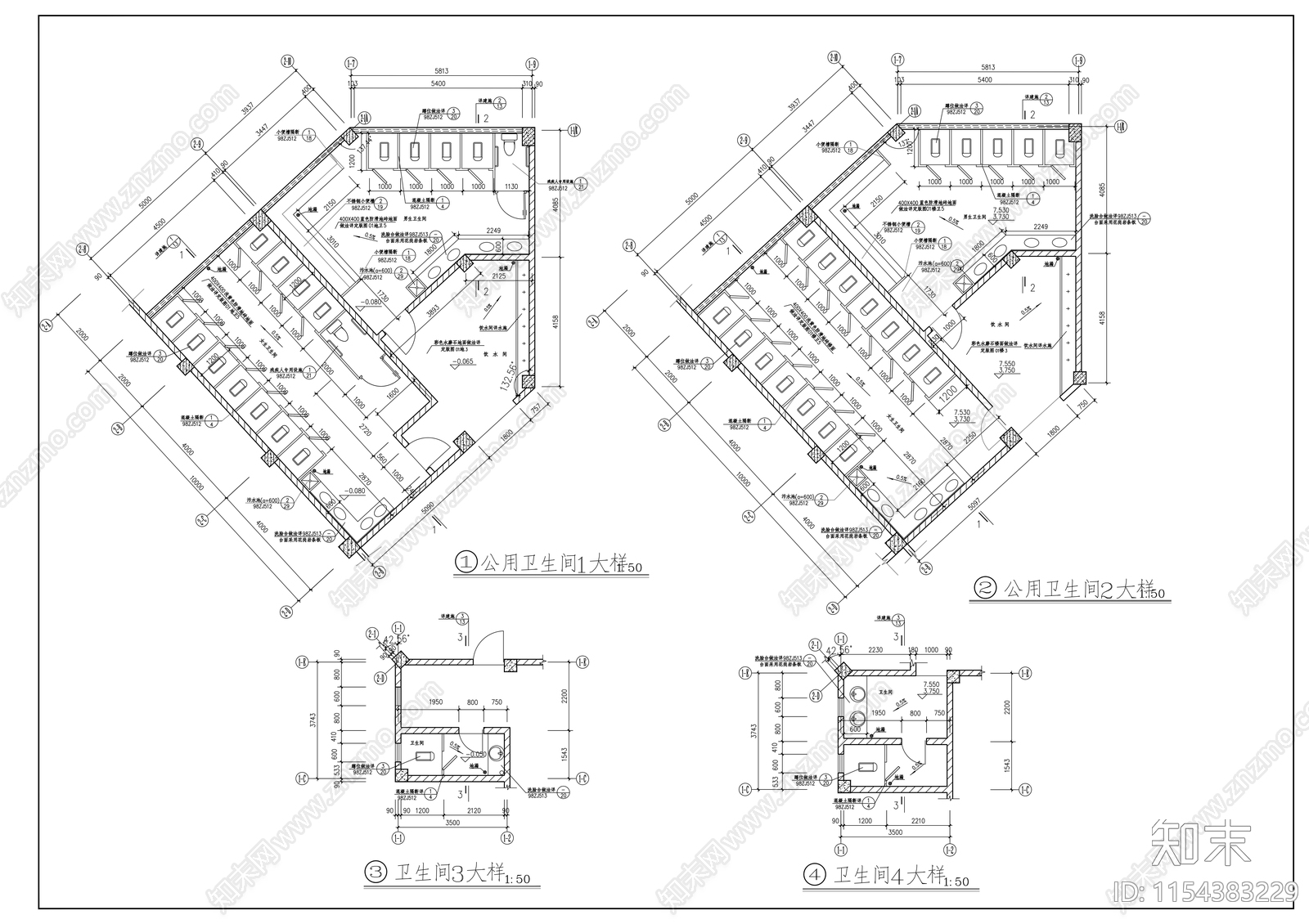 艺术楼建筑cad施工图下载【ID:1154383229】