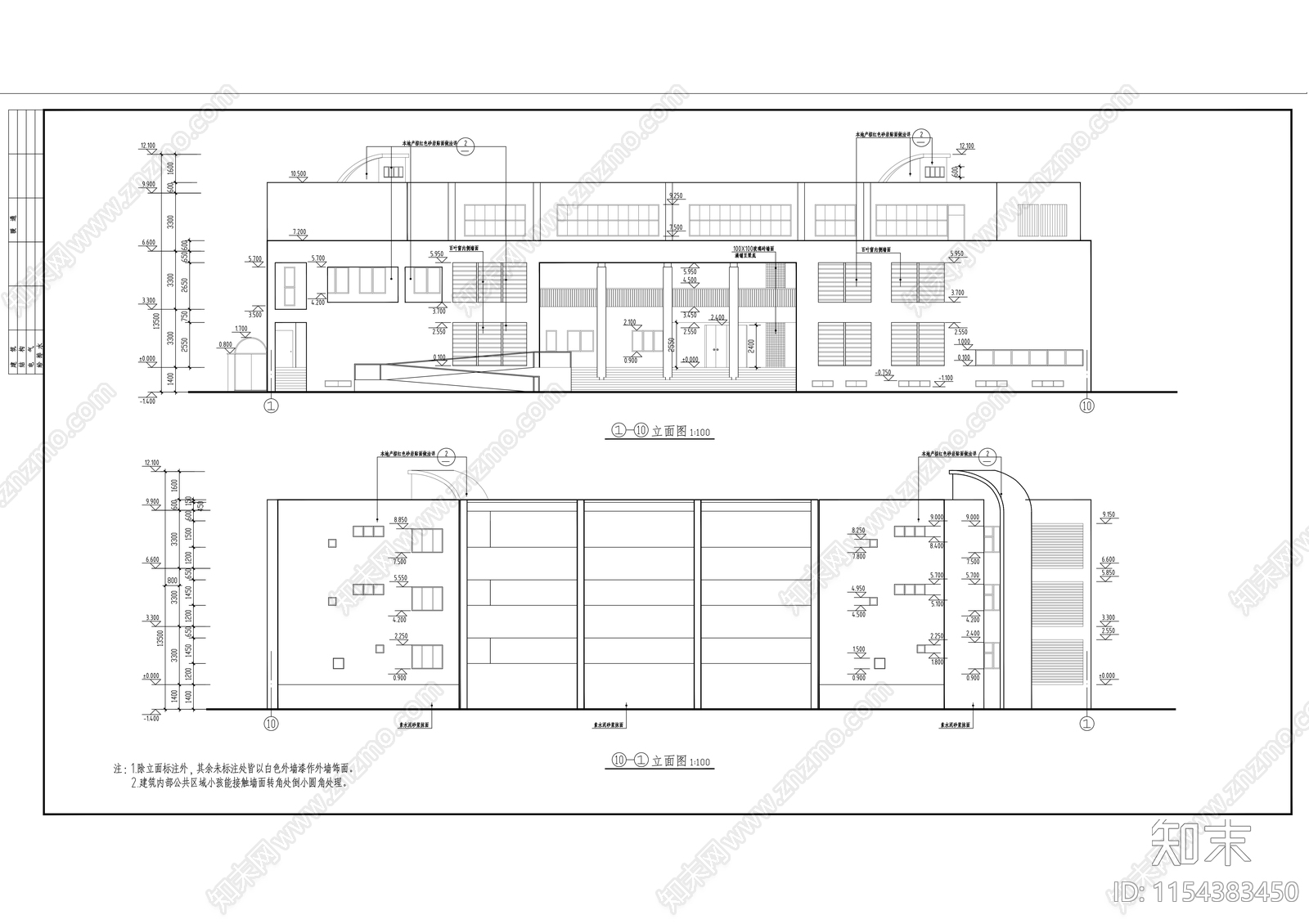 幼儿园建筑图cad施工图下载【ID:1154383450】