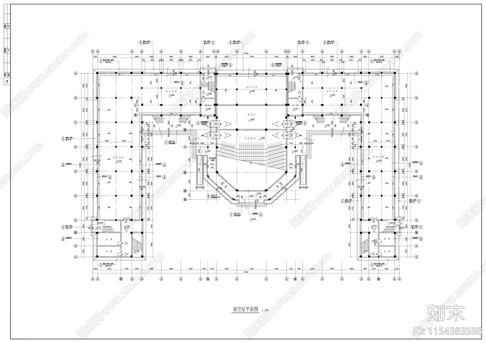 中学四层综合楼建筑cad施工图下载【ID:1154383598】