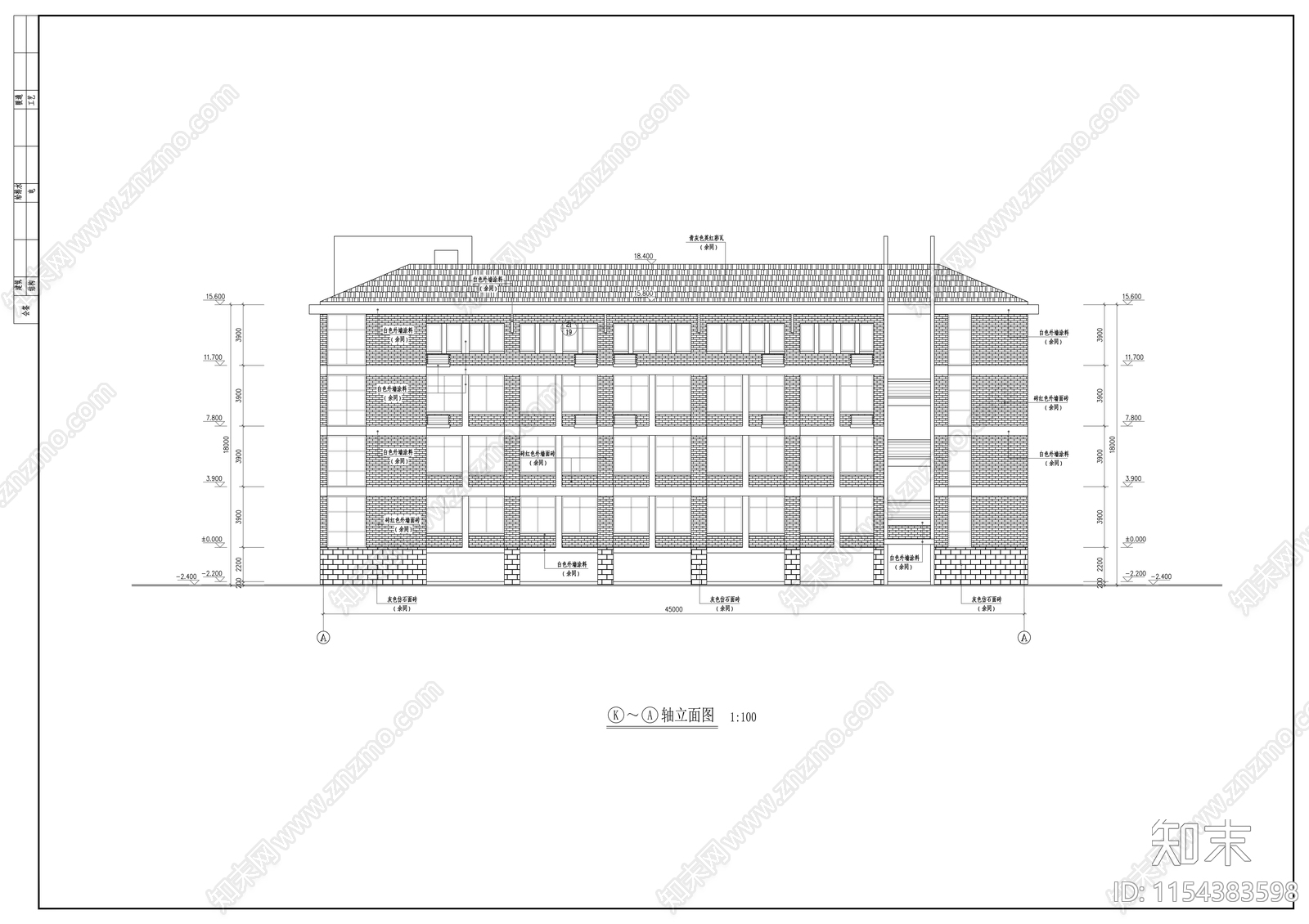 中学四层综合楼建筑cad施工图下载【ID:1154383598】