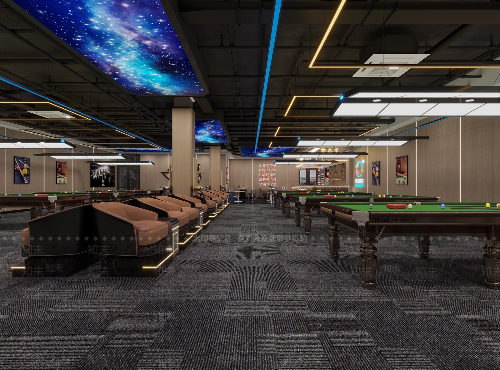 现代台球室3D模型下载【ID:1214322133】