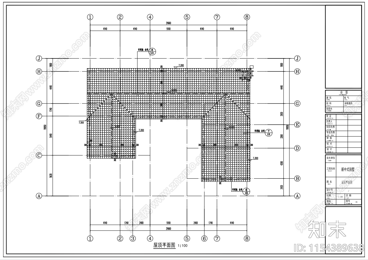 二层480平方建筑设计水cad施工图下载【ID:1154389638】