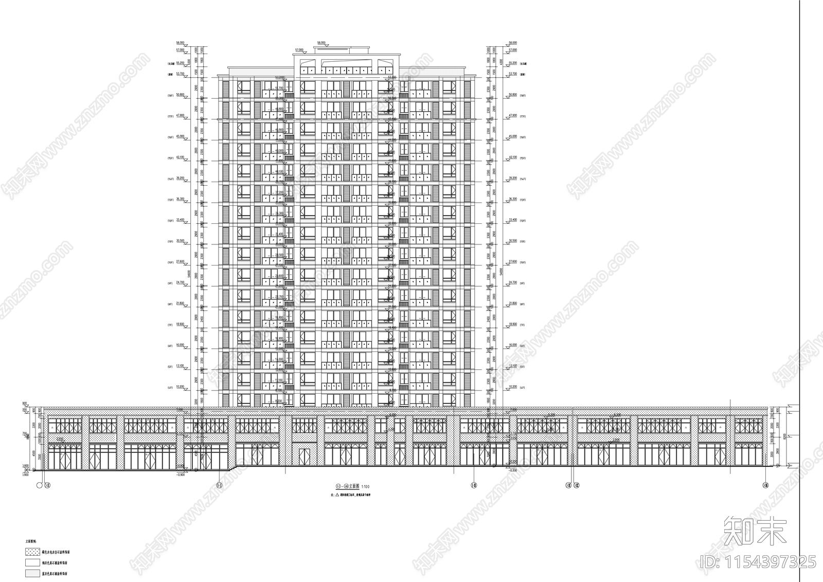 城南街道城中村改造安置房cad施工图下载【ID:1154397325】