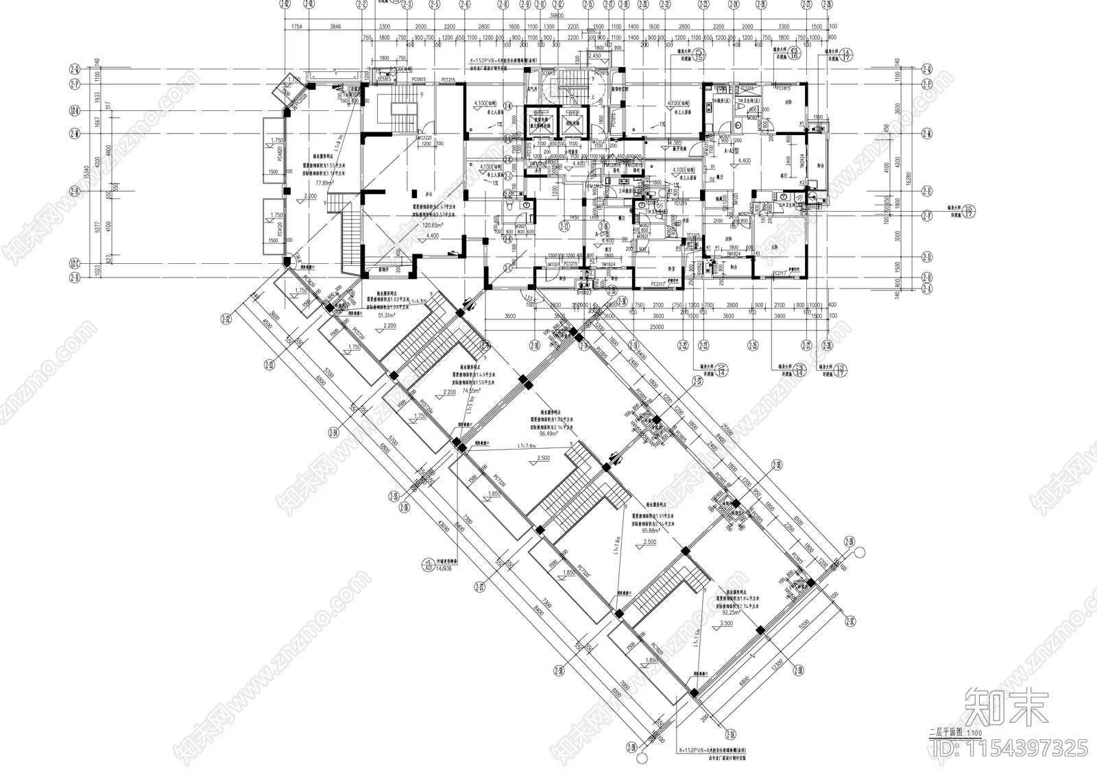 城南街道城中村改造安置房cad施工图下载【ID:1154397325】