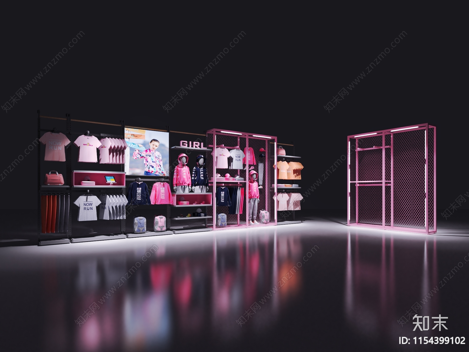 现代服装店展具3D模型下载【ID:1154399102】