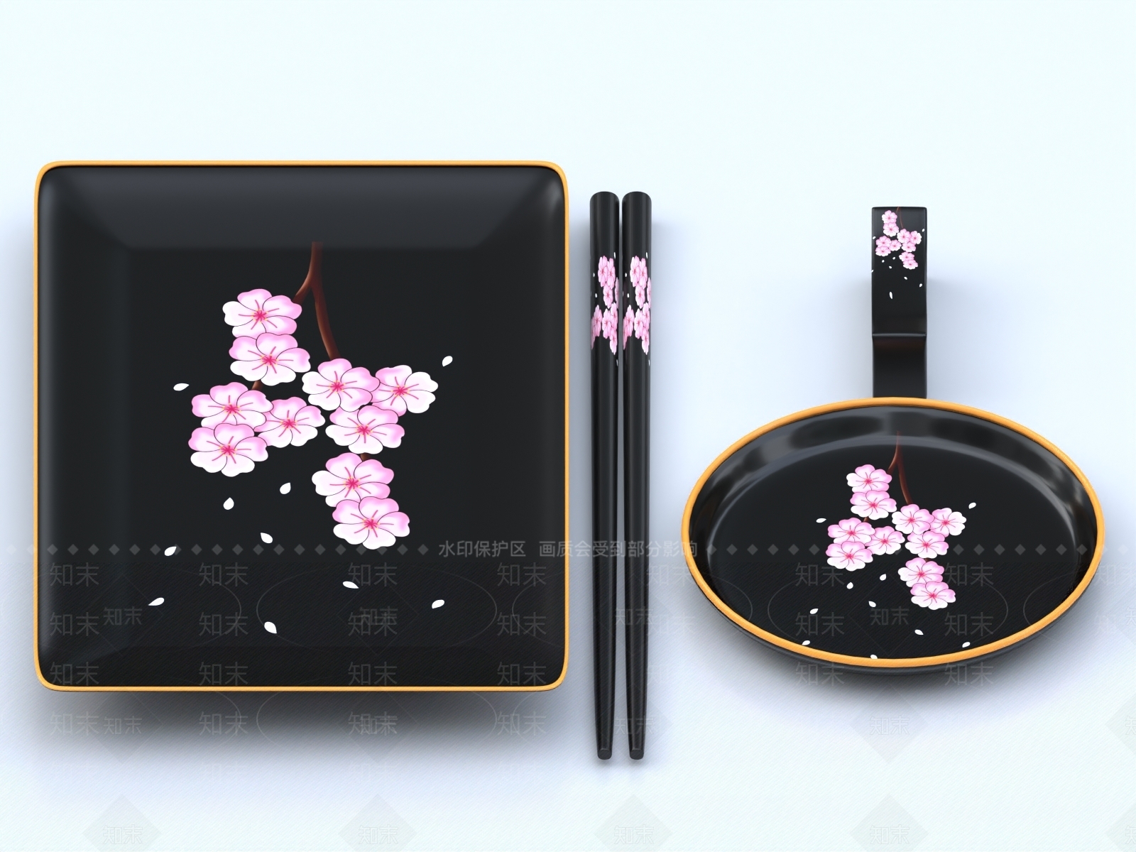 日式餐具3D模型下载【ID:1154402781】