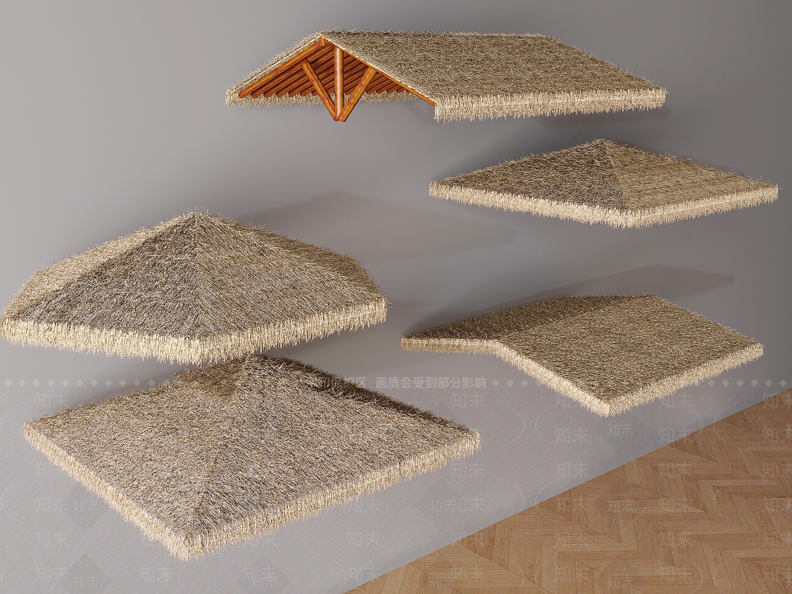 现代茅草屋顶3D模型下载【ID:1154403867】