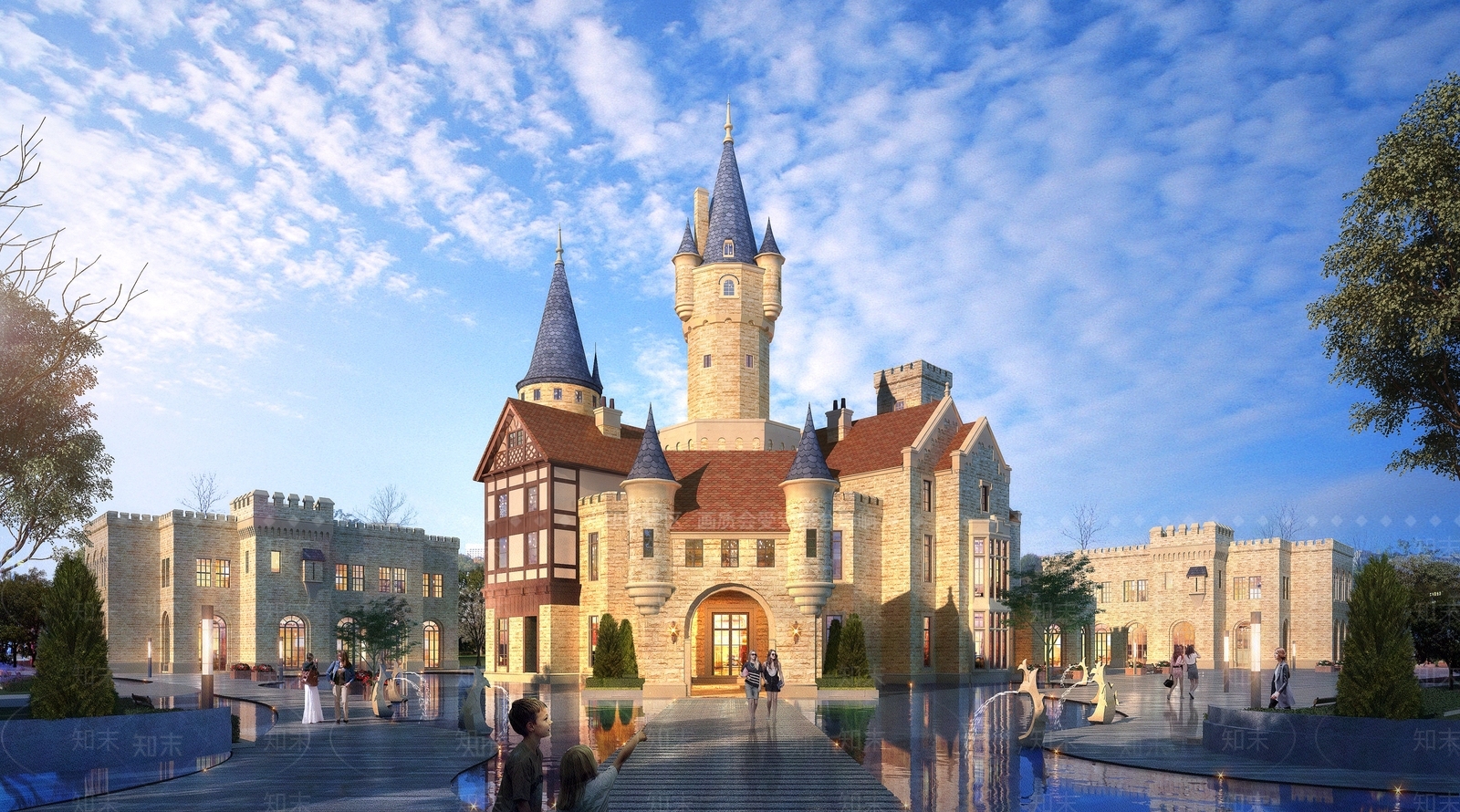 欧式城堡售楼处SU模型下载【ID:1154404816】