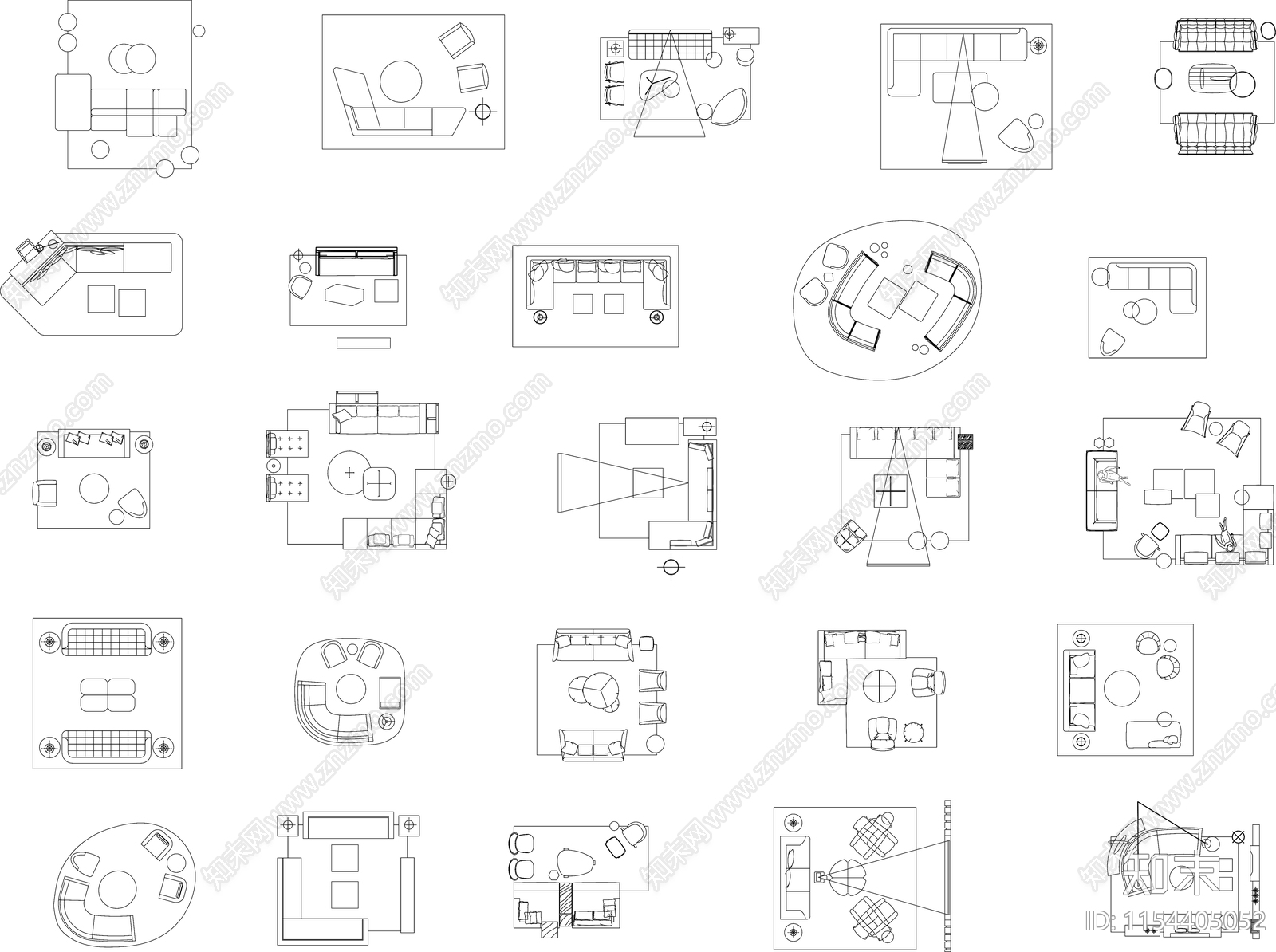 现代高端家具图库cad施工图下载【ID:1154405052】