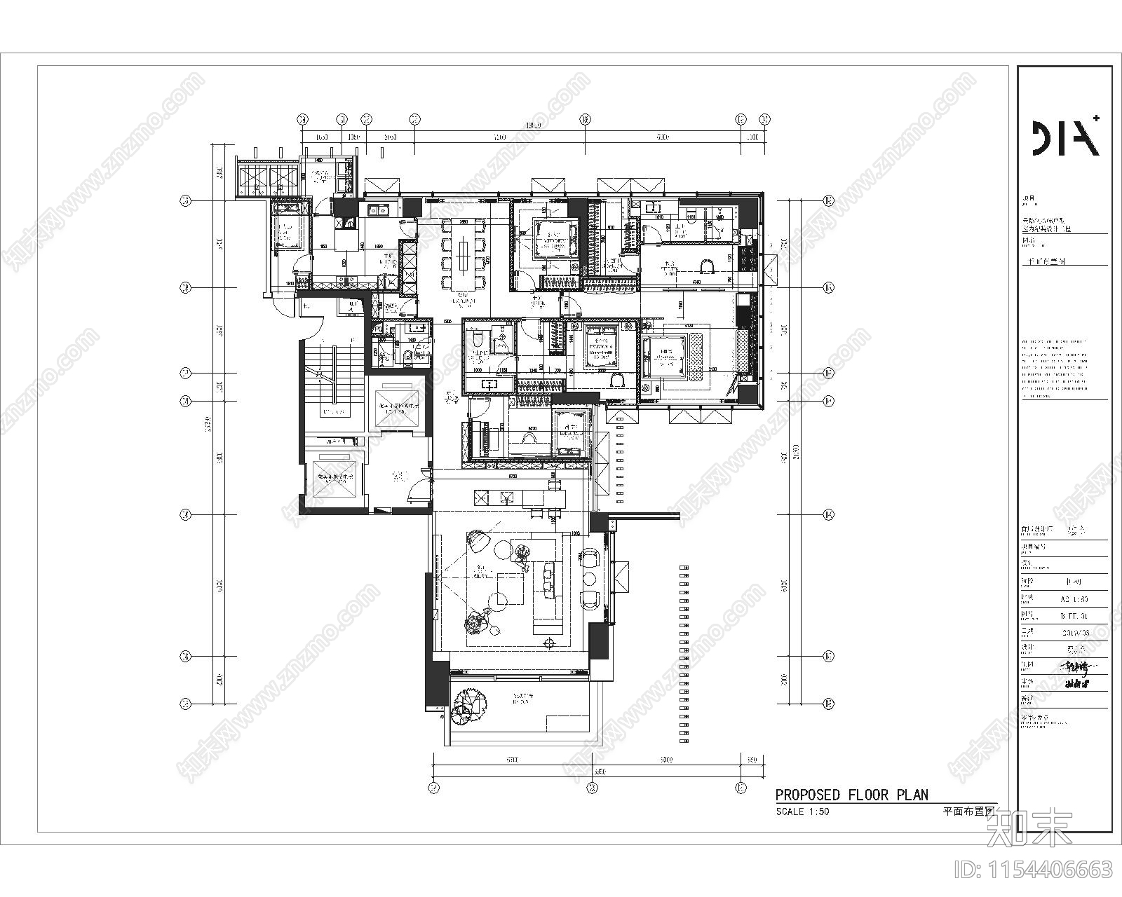 深圳某300m²大平层室内cad施工图下载【ID:1154406663】