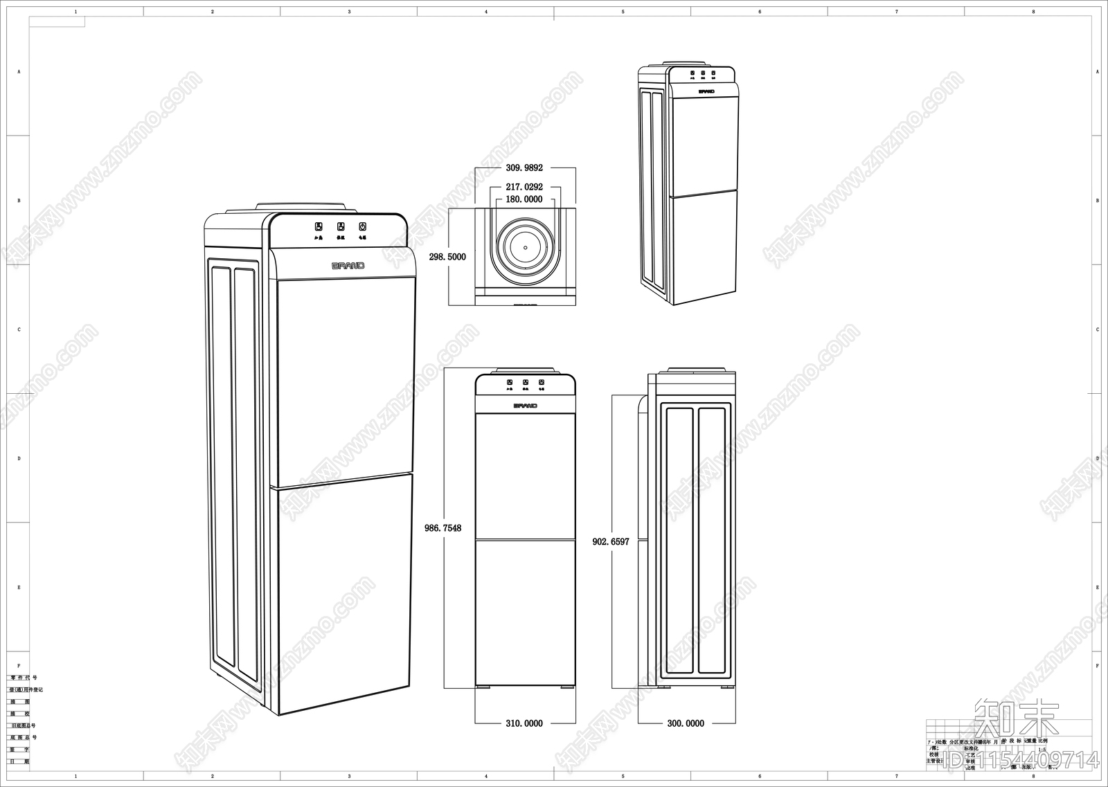 饮水机线稿图设计施工图下载【ID:1154409714】