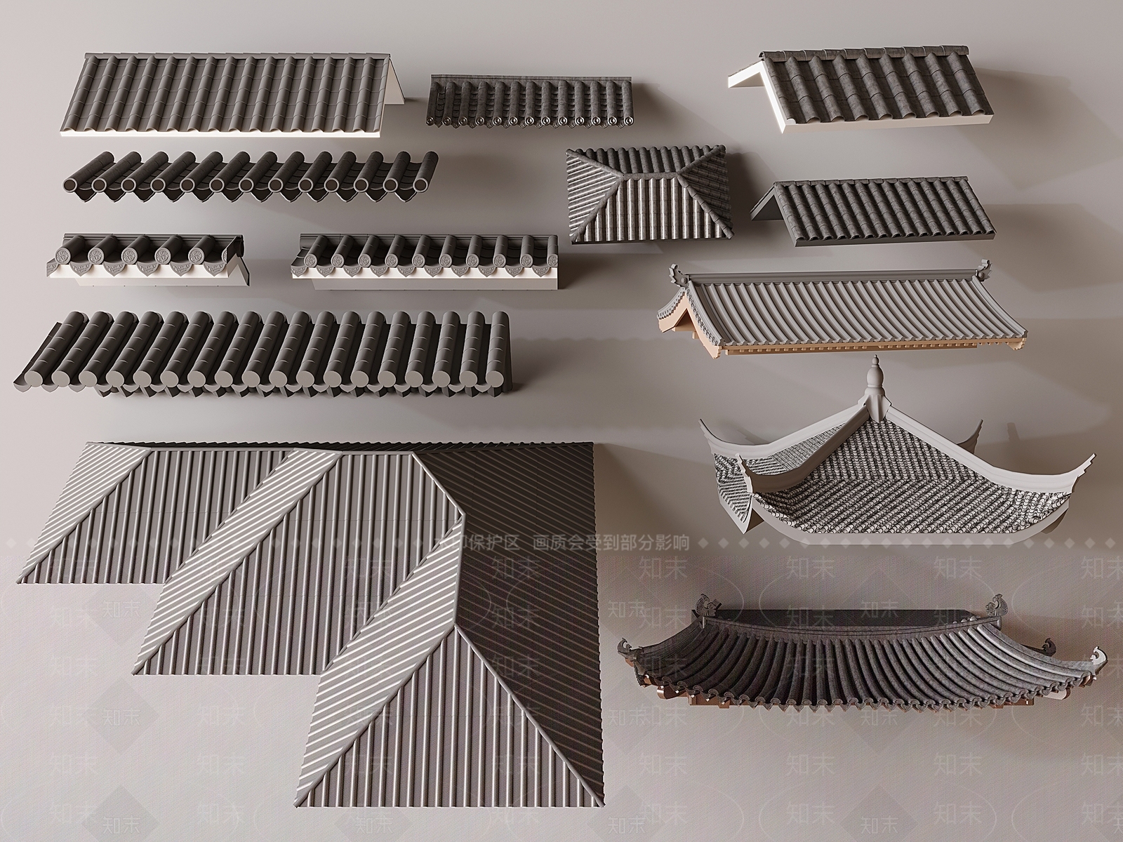 中式屋檐3D模型下载【ID:1154409866】