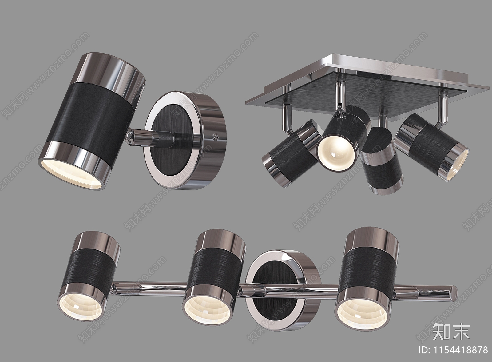 现代筒灯射灯组合3D模型下载【ID:1154418878】