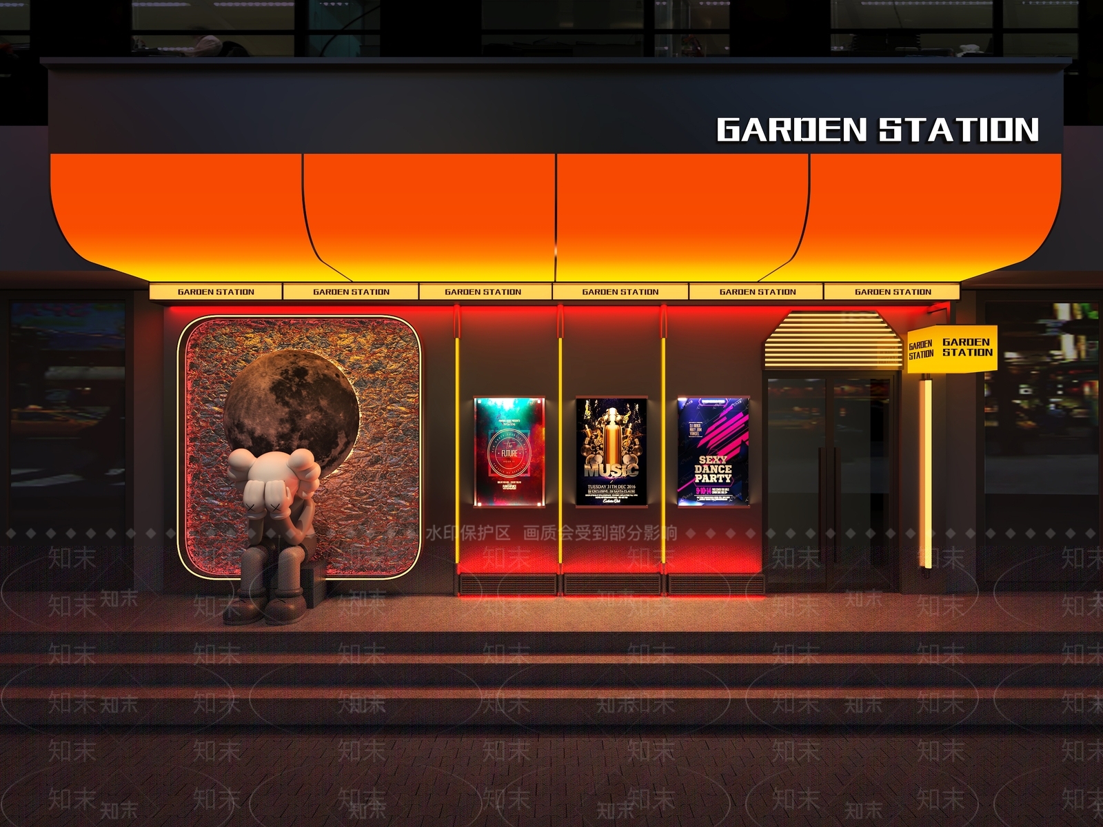 现代酒吧门头SU模型下载【ID:1154416512】