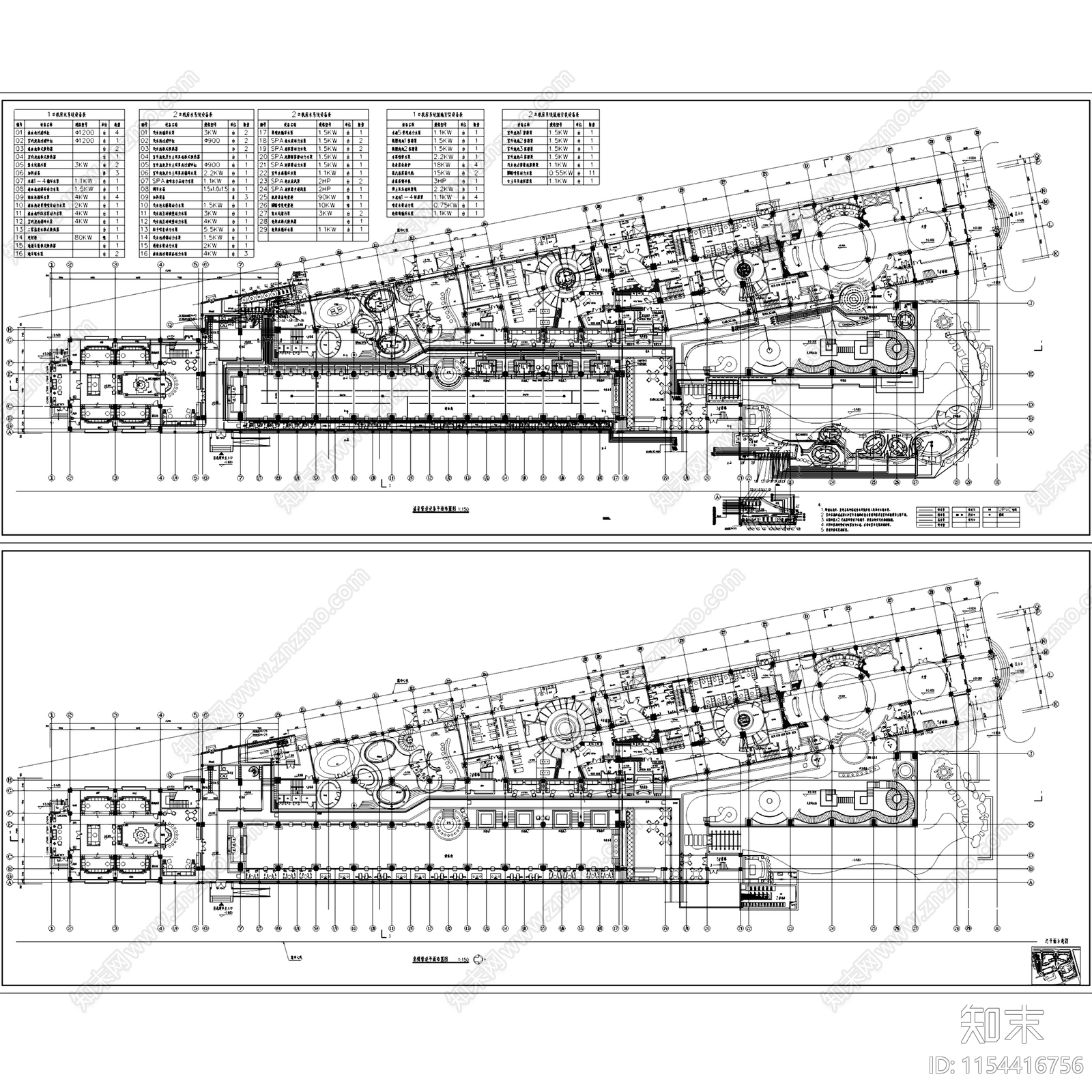 水上乐园游乐场滨水休闲景观平面cad施工图下载【ID:1154416756】