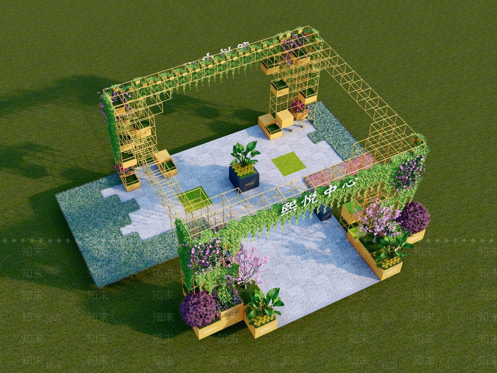 商业广场花架景观小品SU模型下载【ID:1154420795】