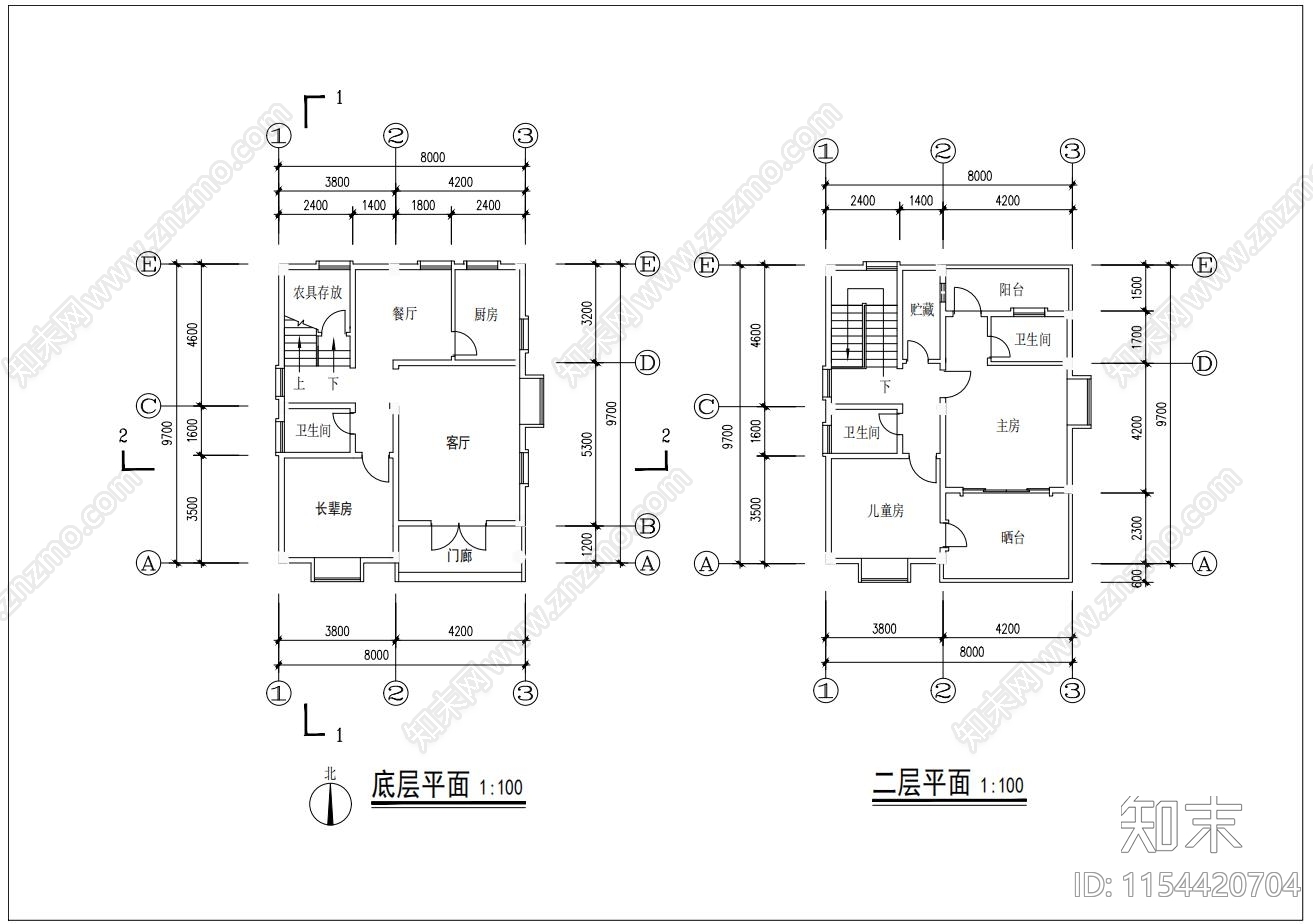 2层别墅施工图下载【ID:1154420704】