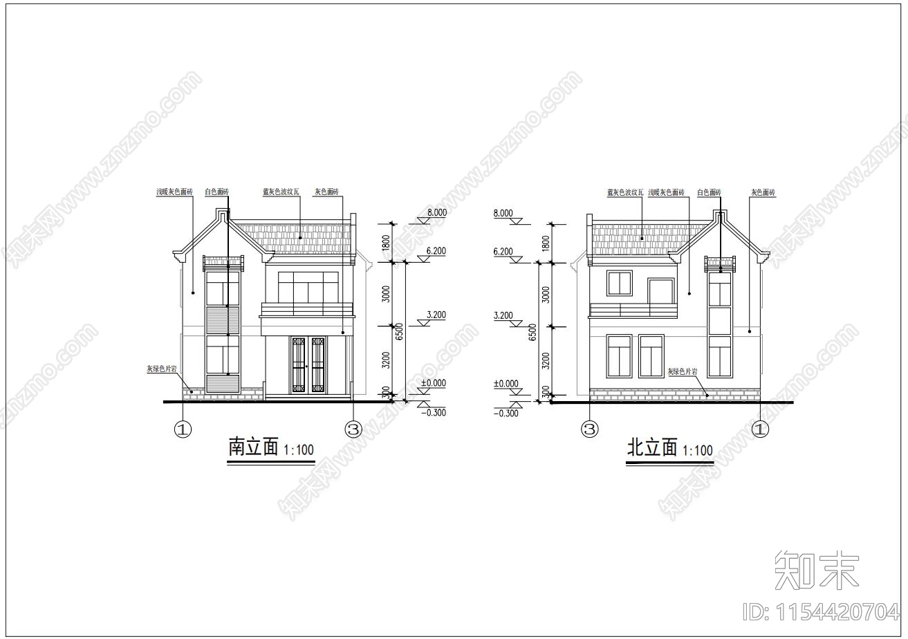 2层别墅cad施工图下载【ID:1154420704】