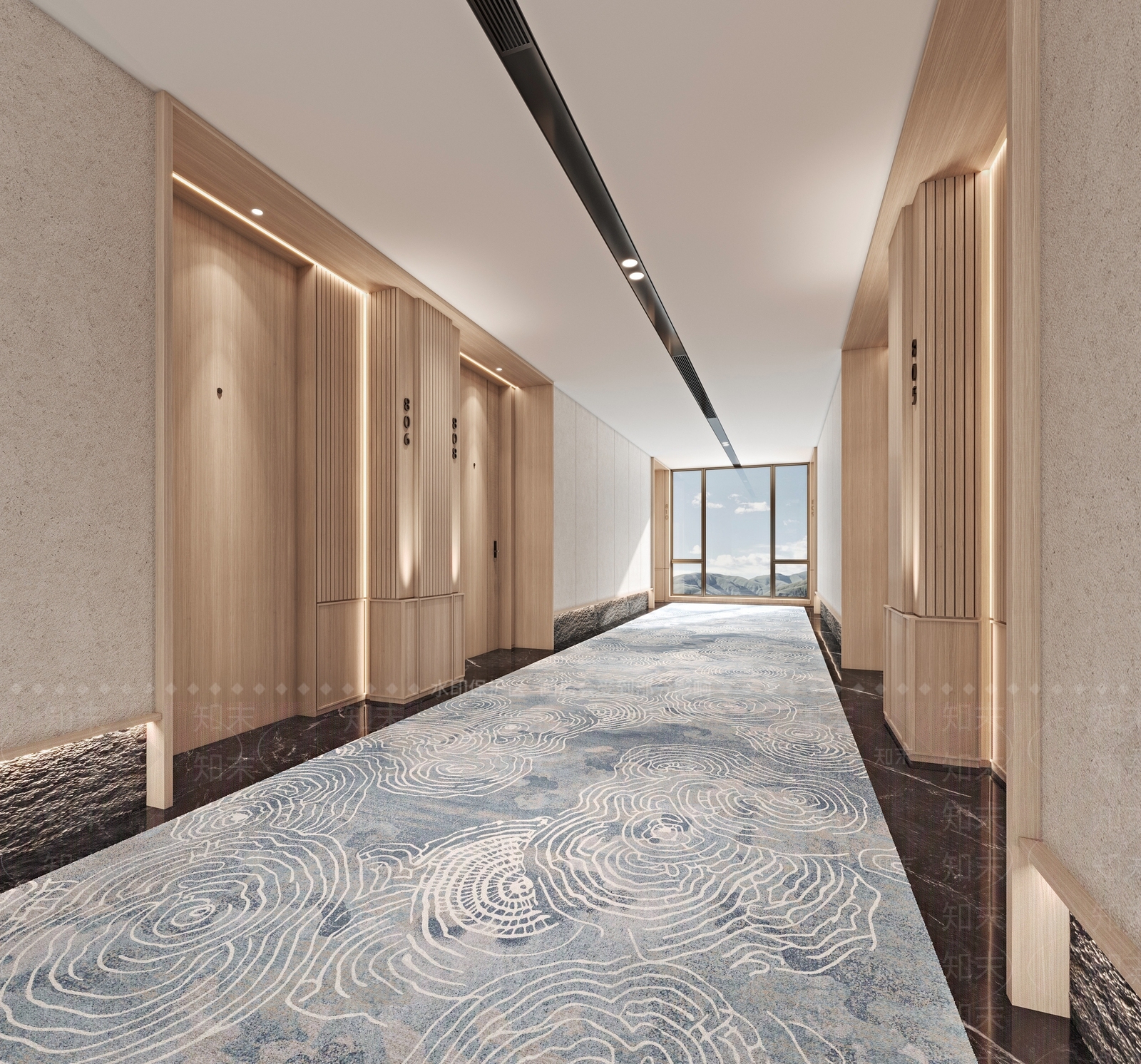 现代酒店走道SU模型下载【ID:1154422269】