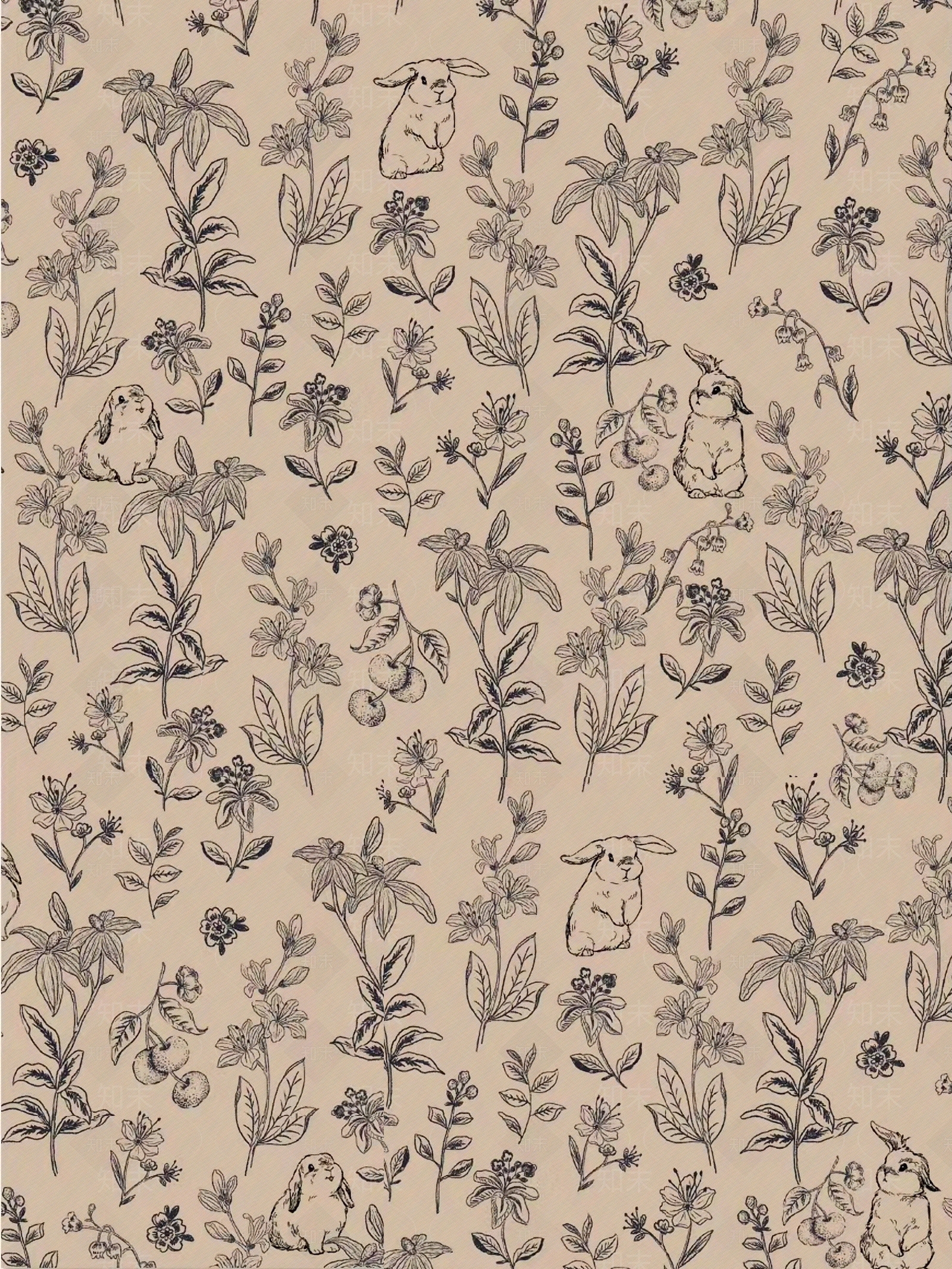 欧式复古碎花墙布墙纸壁纸壁画贴图下载【ID:1154423011】