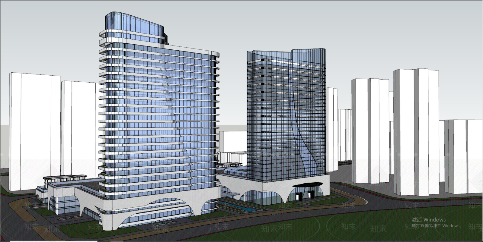 现代商场建筑SU模型下载【ID:1154423835】