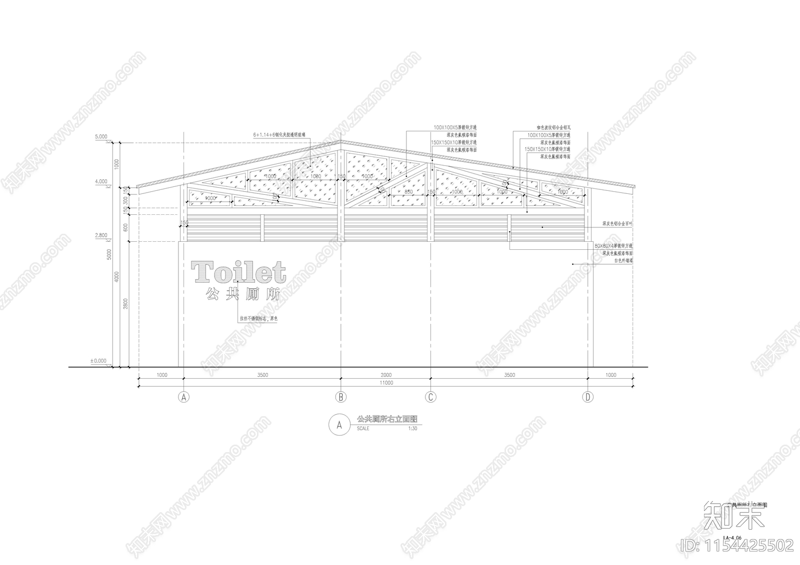 公共厕所cad施工图下载【ID:1154425502】