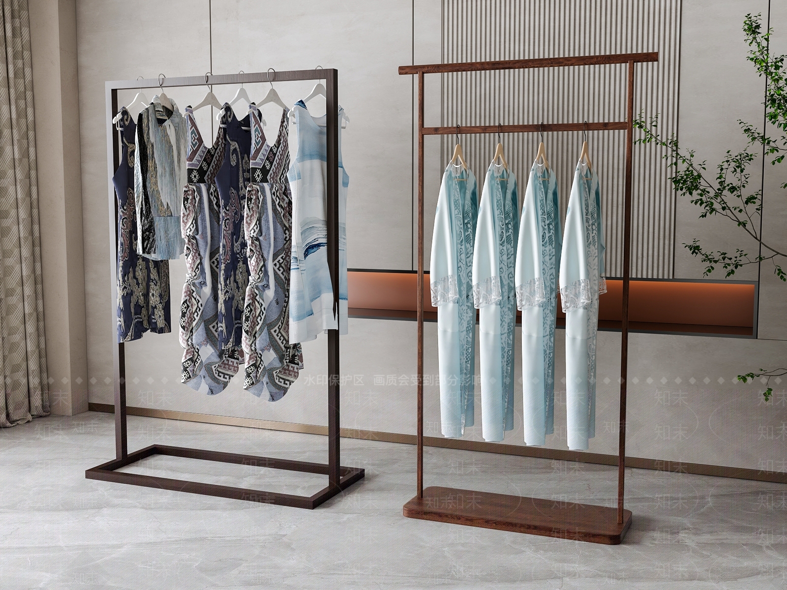 新中式衣架组合3D模型下载【ID:1154425384】