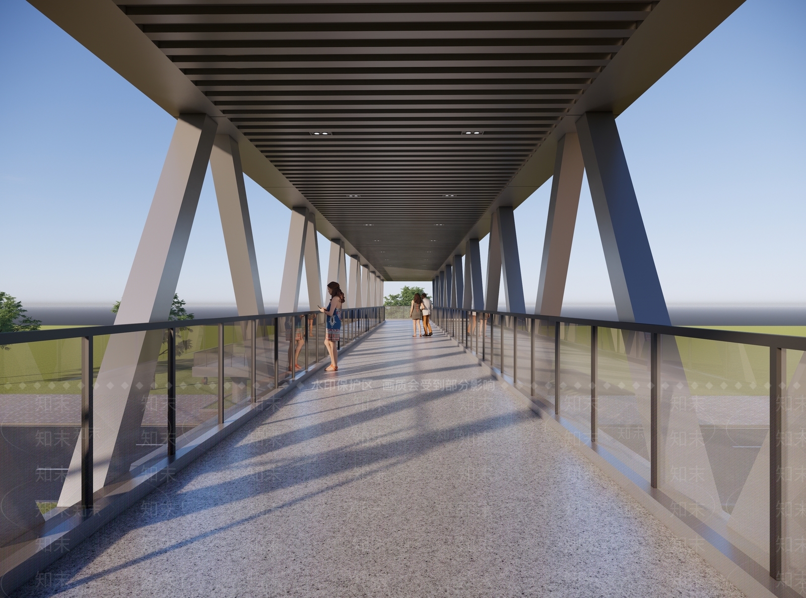 现代人行天桥SU模型下载【ID:1154425639】