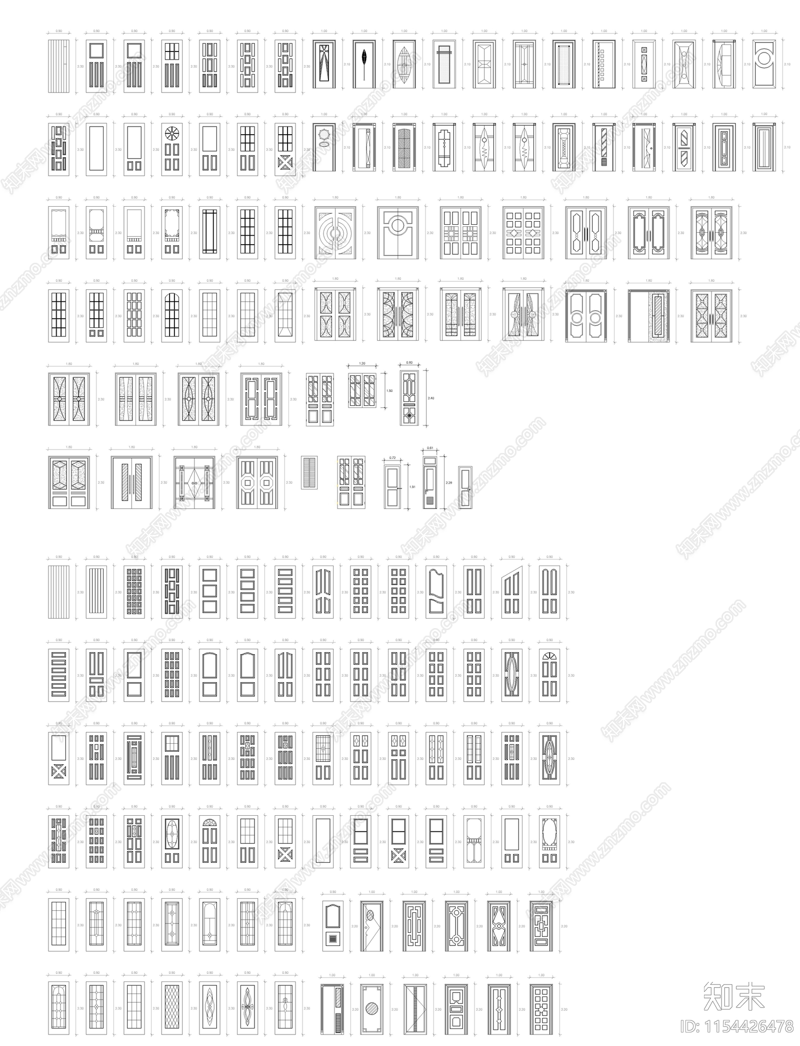 室内门图库cad施工图下载【ID:1154426478】