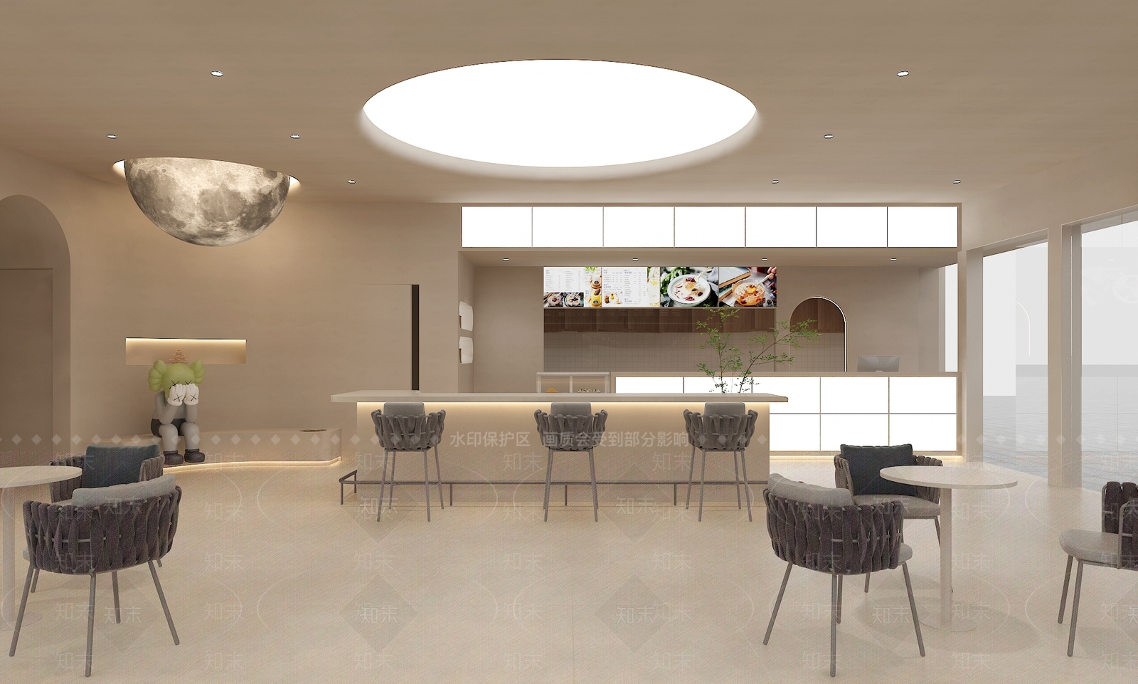 现代奶油风奶茶店SU模型下载【ID:1154428838】