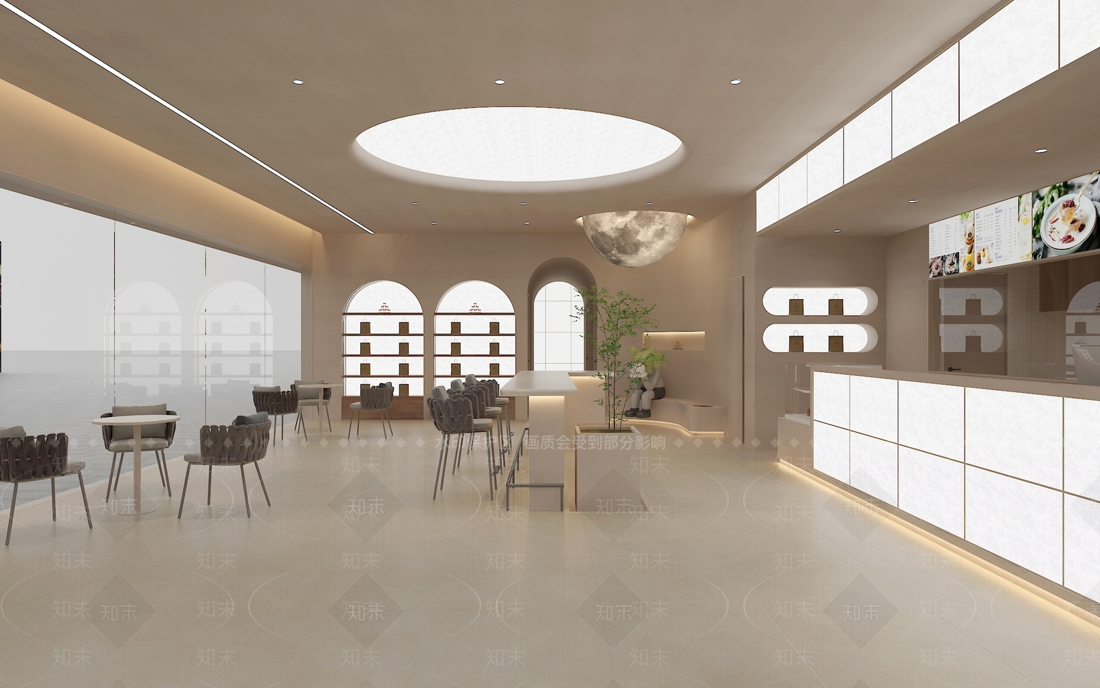 现代奶油风奶茶店SU模型下载【ID:1154428838】